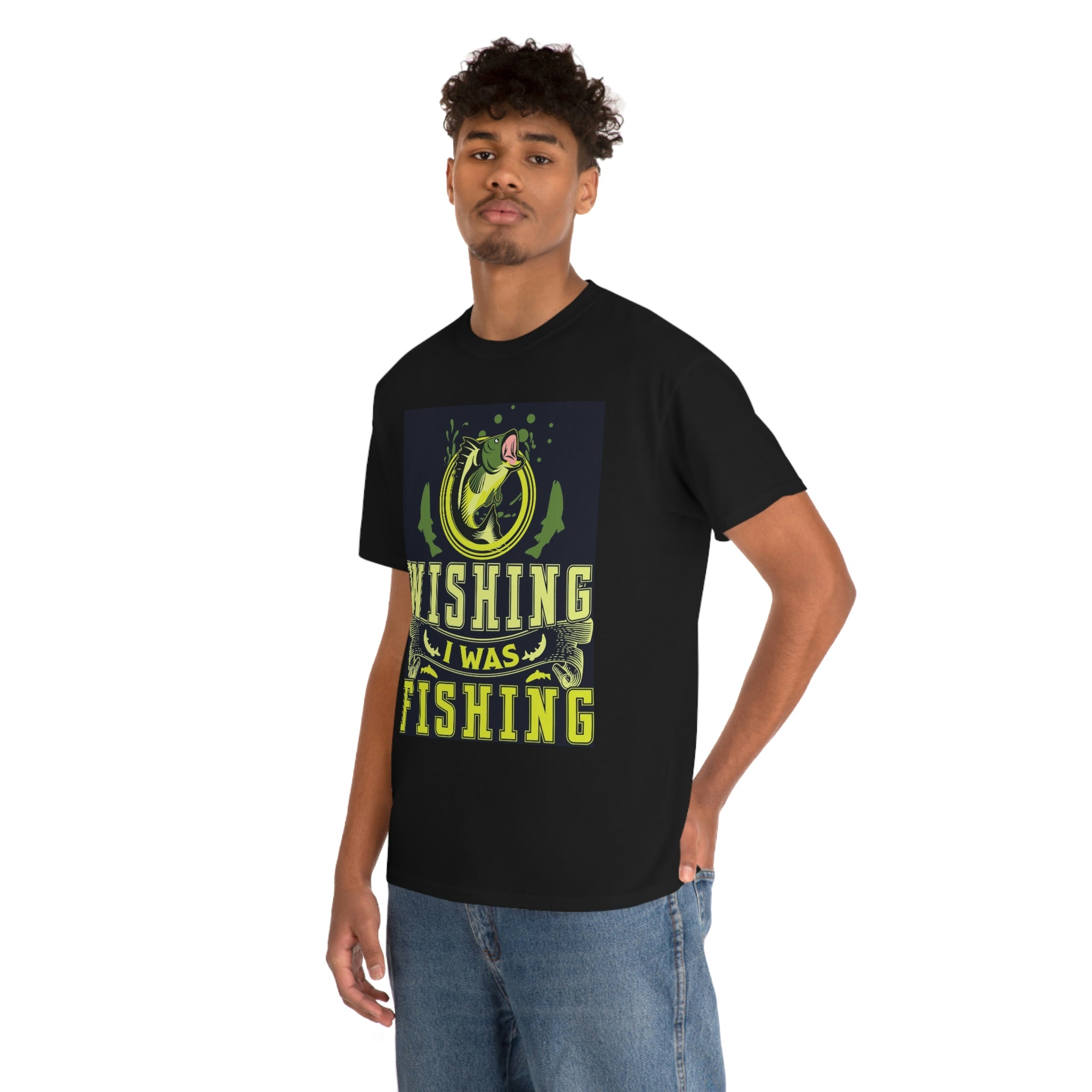 Wishing I was fishing- Heavy Cotton Tee