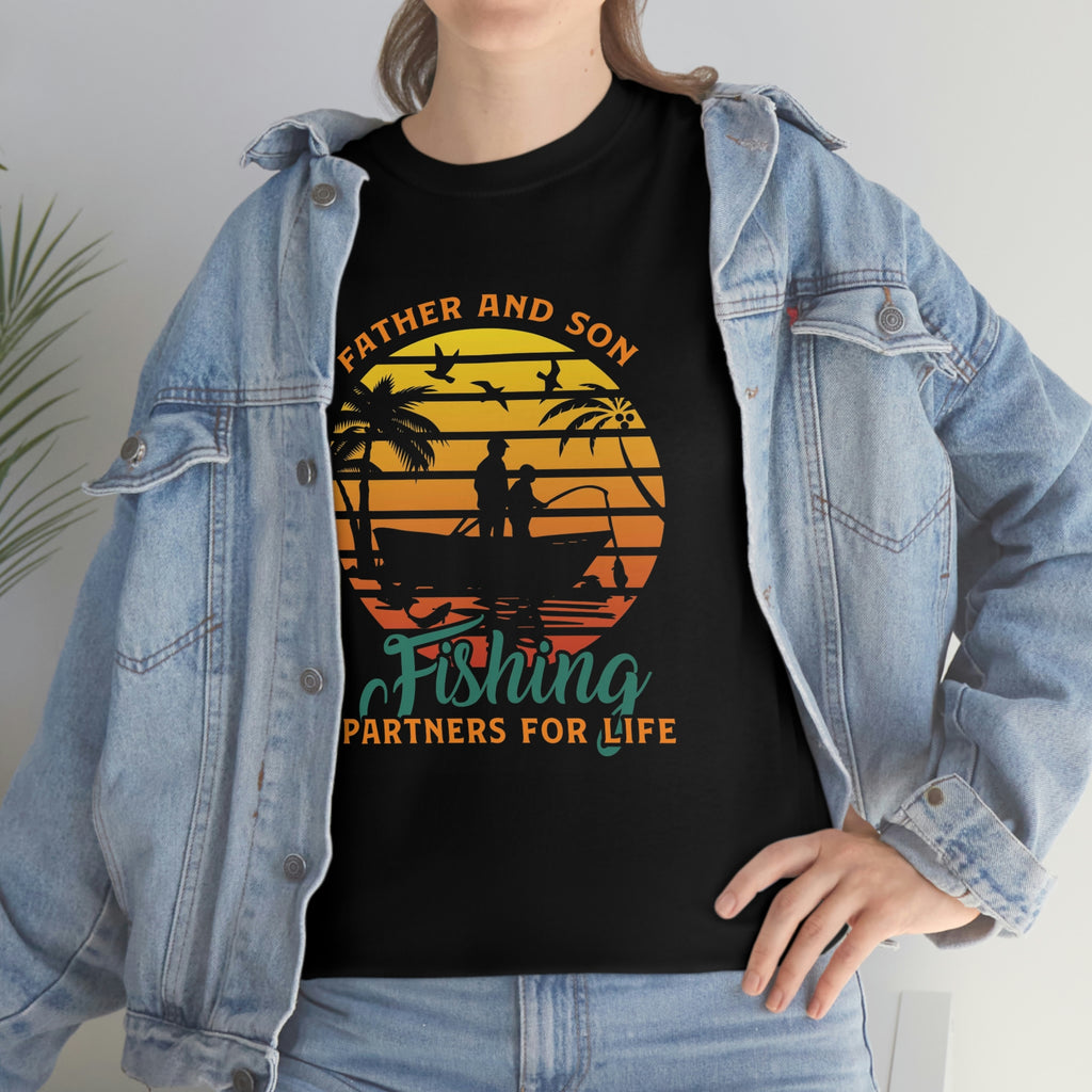 Father and son fishing partners- Heavy Cotton Tee