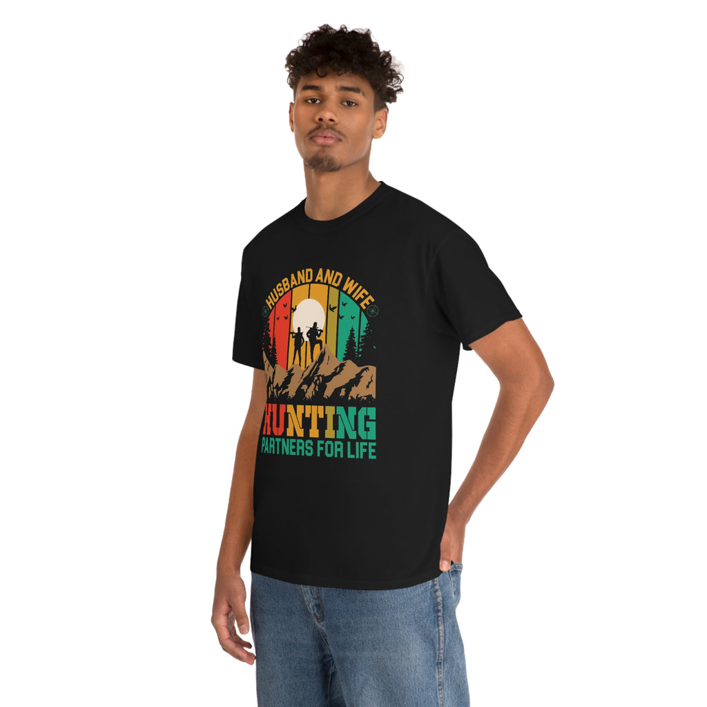 Husband and wife hunting partners- Unisex Heavy Cotton Tee