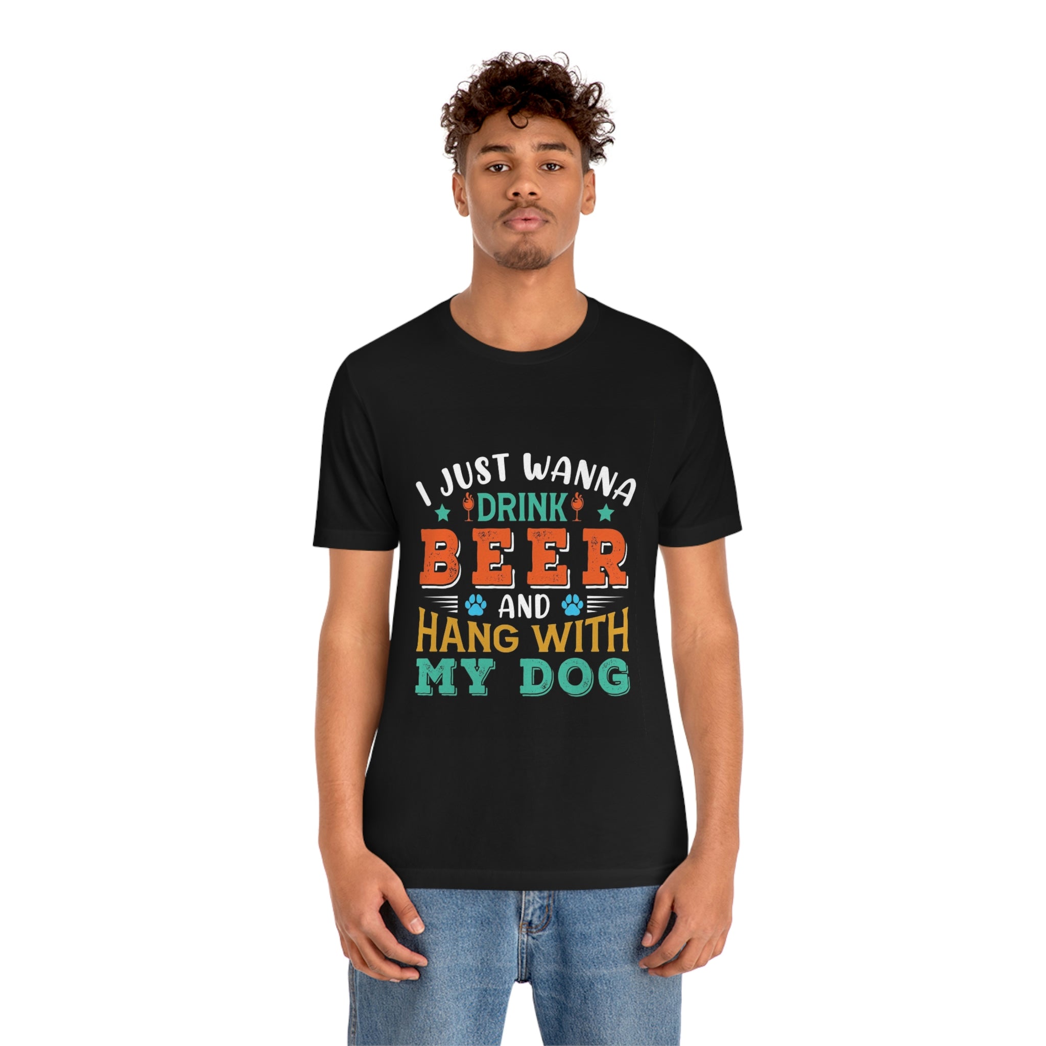 Drink and hang with dog- Jersey Short Sleeve Tee