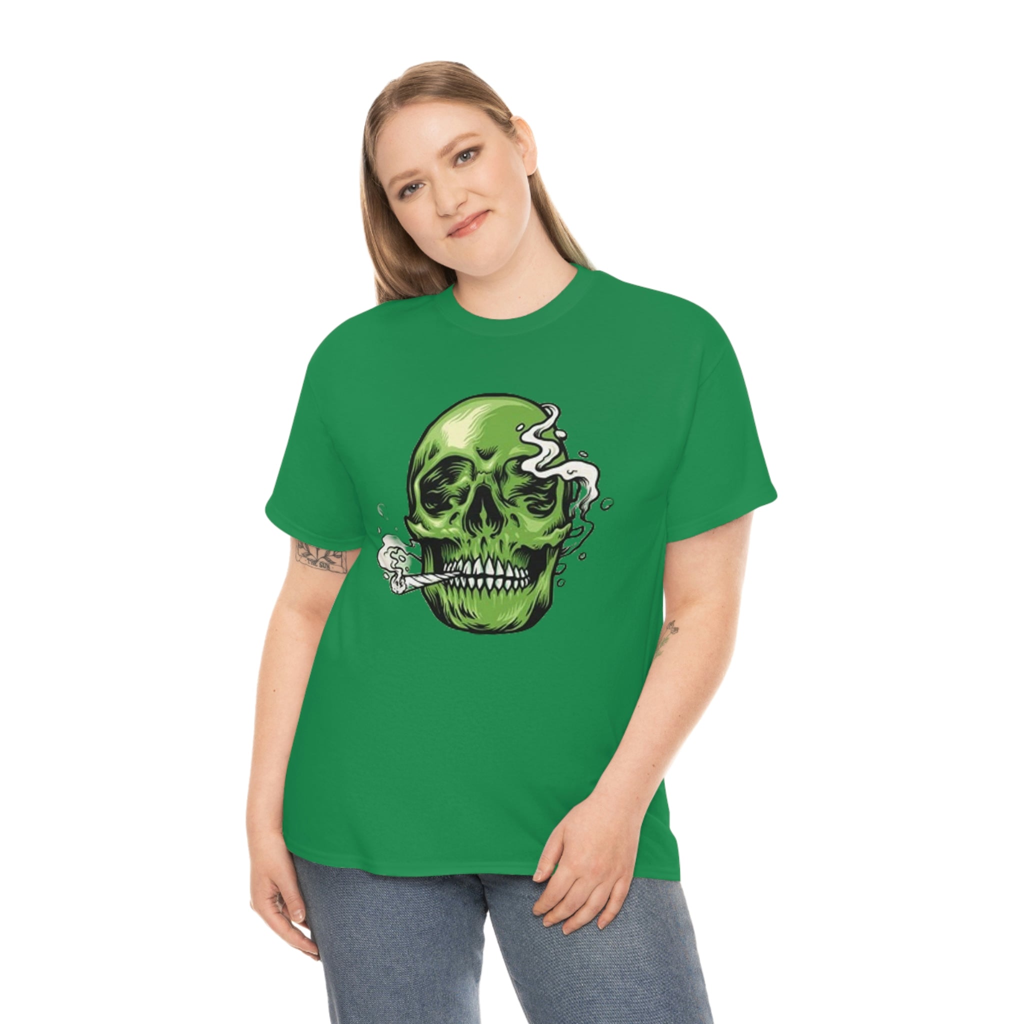 Weed skull- Heavy Cotton Tee