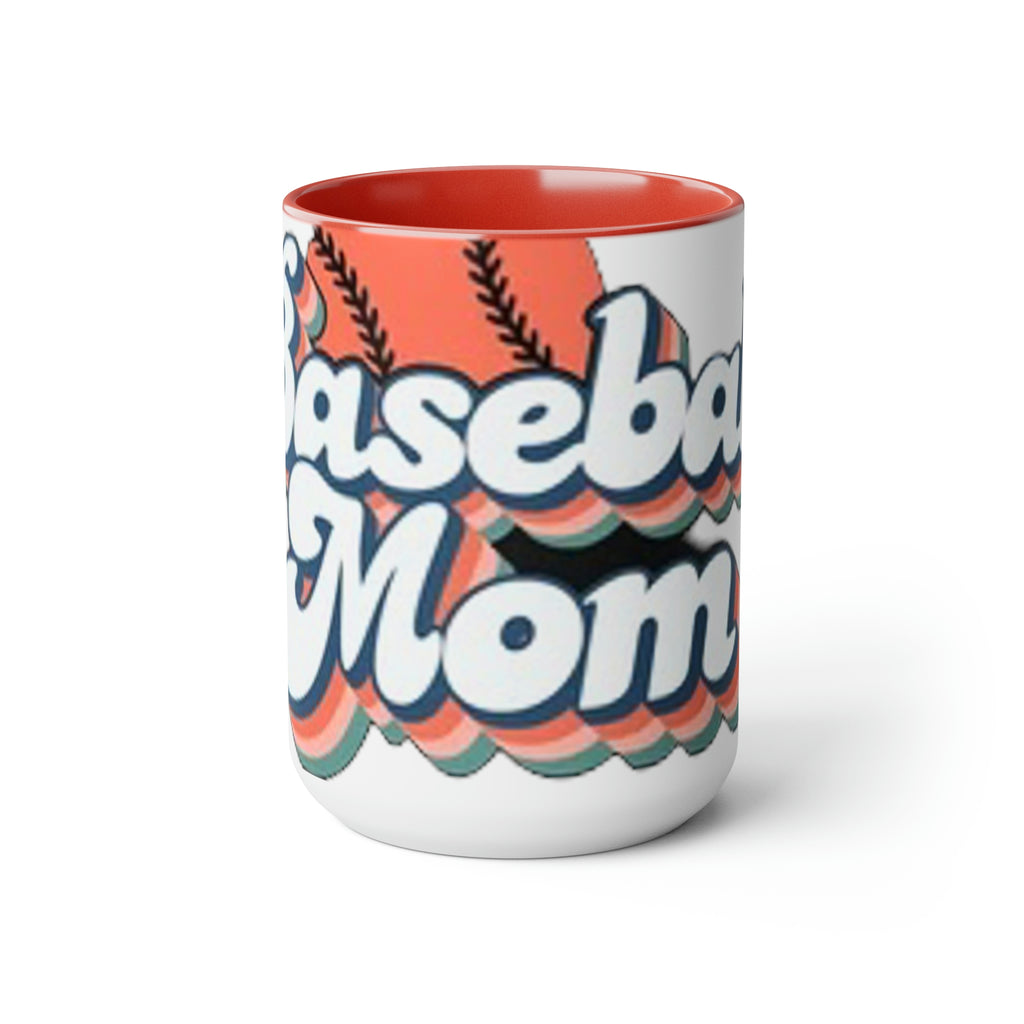 Baseball mom- Two-Tone Coffee Mugs, 15oz