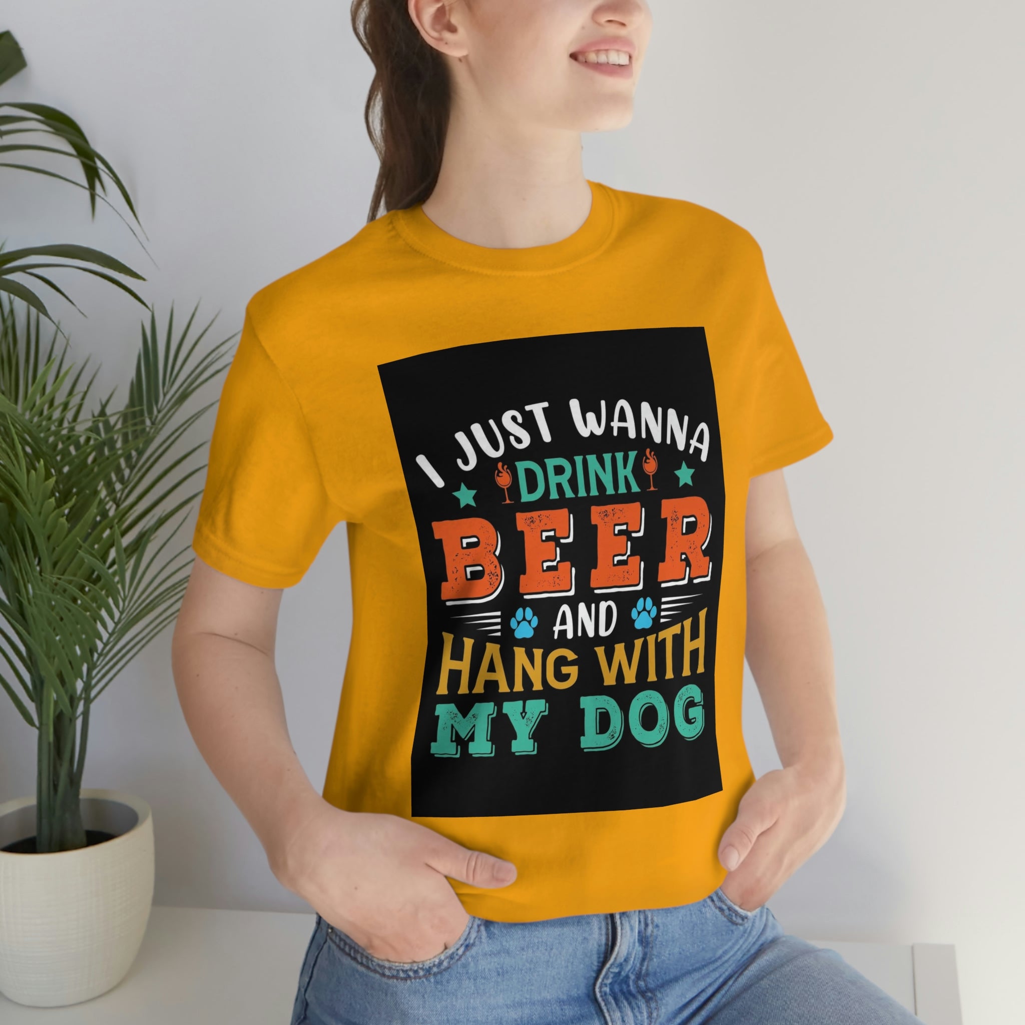 Drink and hang with dog- Jersey Short Sleeve Tee