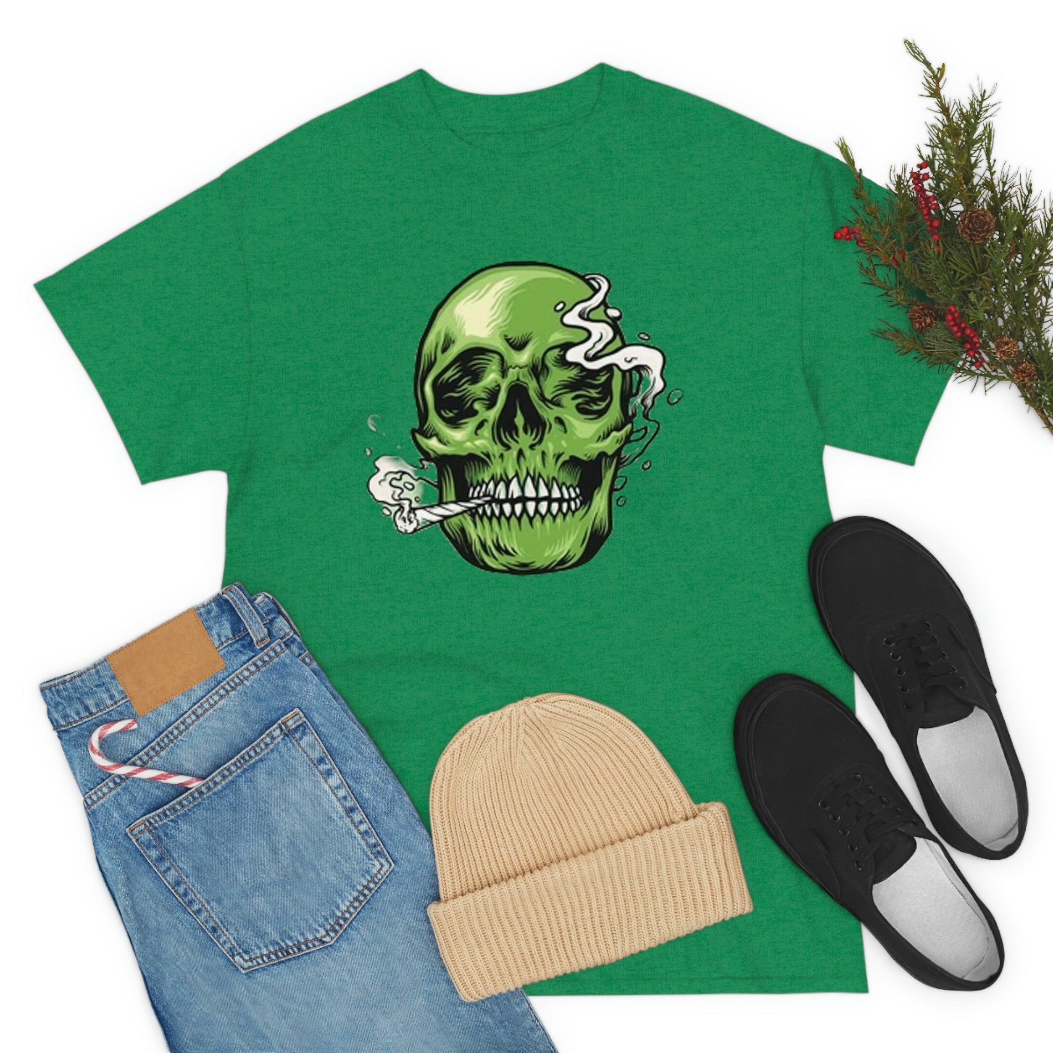 Weed skull- Heavy Cotton Tee