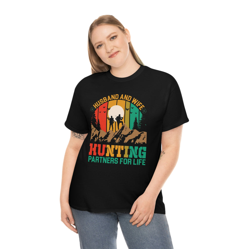 Husband and wife hunting partners- Unisex Heavy Cotton Tee