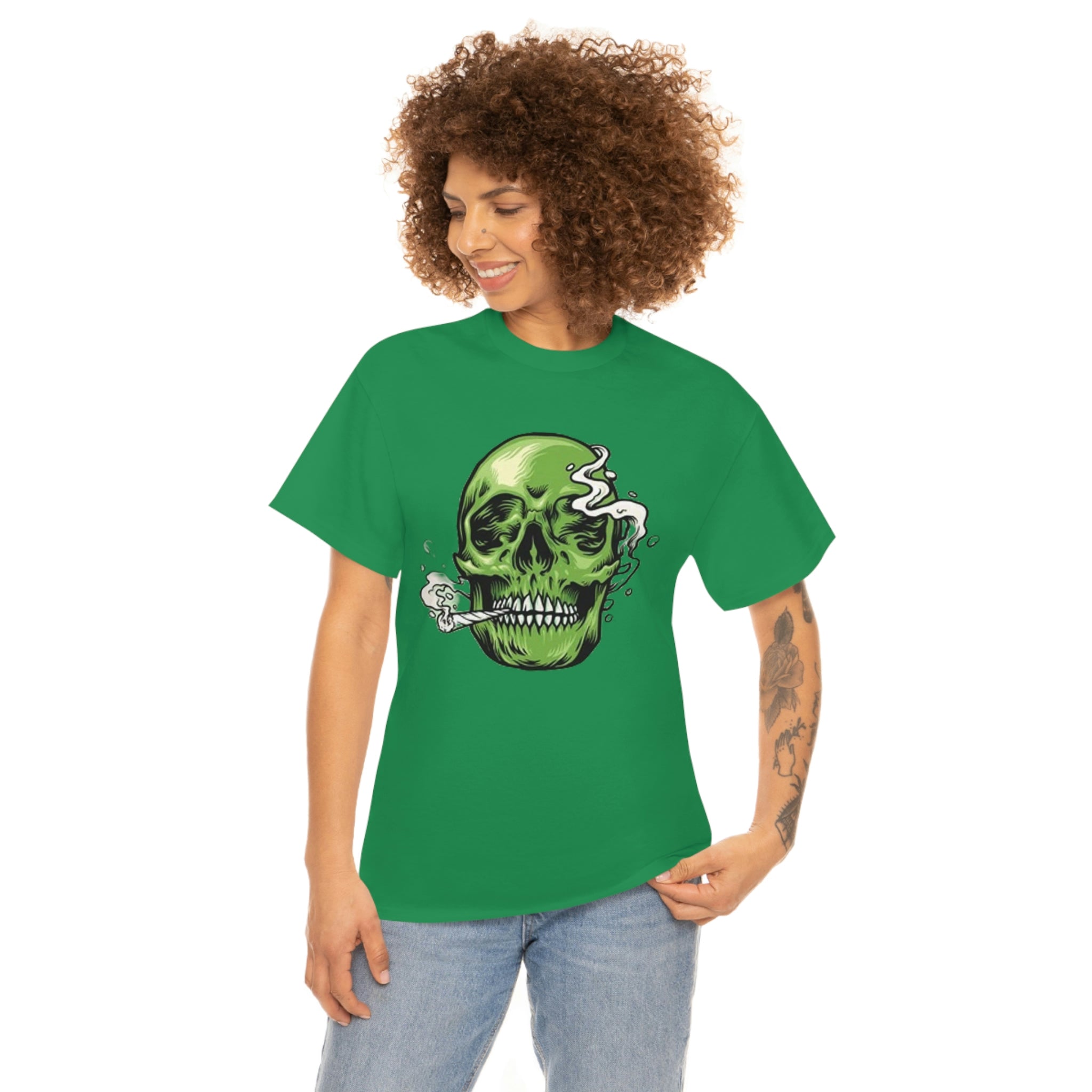 Weed skull- Heavy Cotton Tee