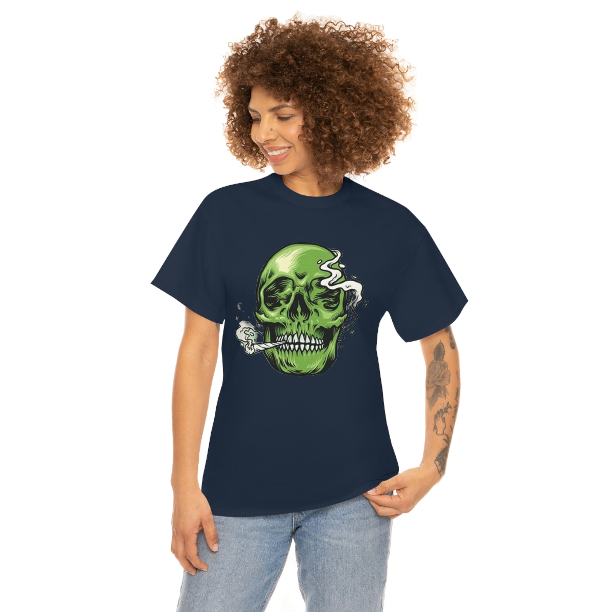 Weed skull- Heavy Cotton Tee