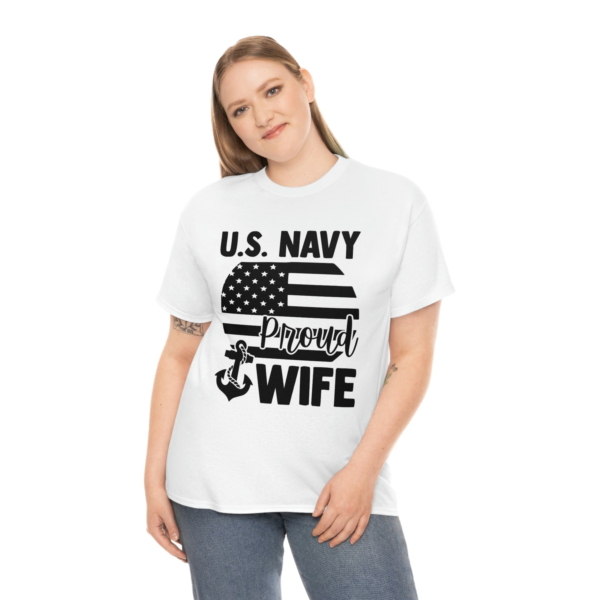 USA Navy proud wife- Heavy Cotton Tee