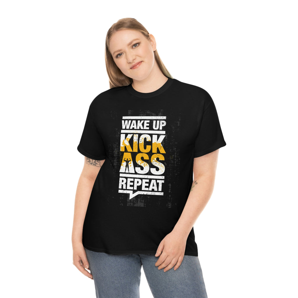 Wake up kick ass- Unisex Heavy Cotton Tee