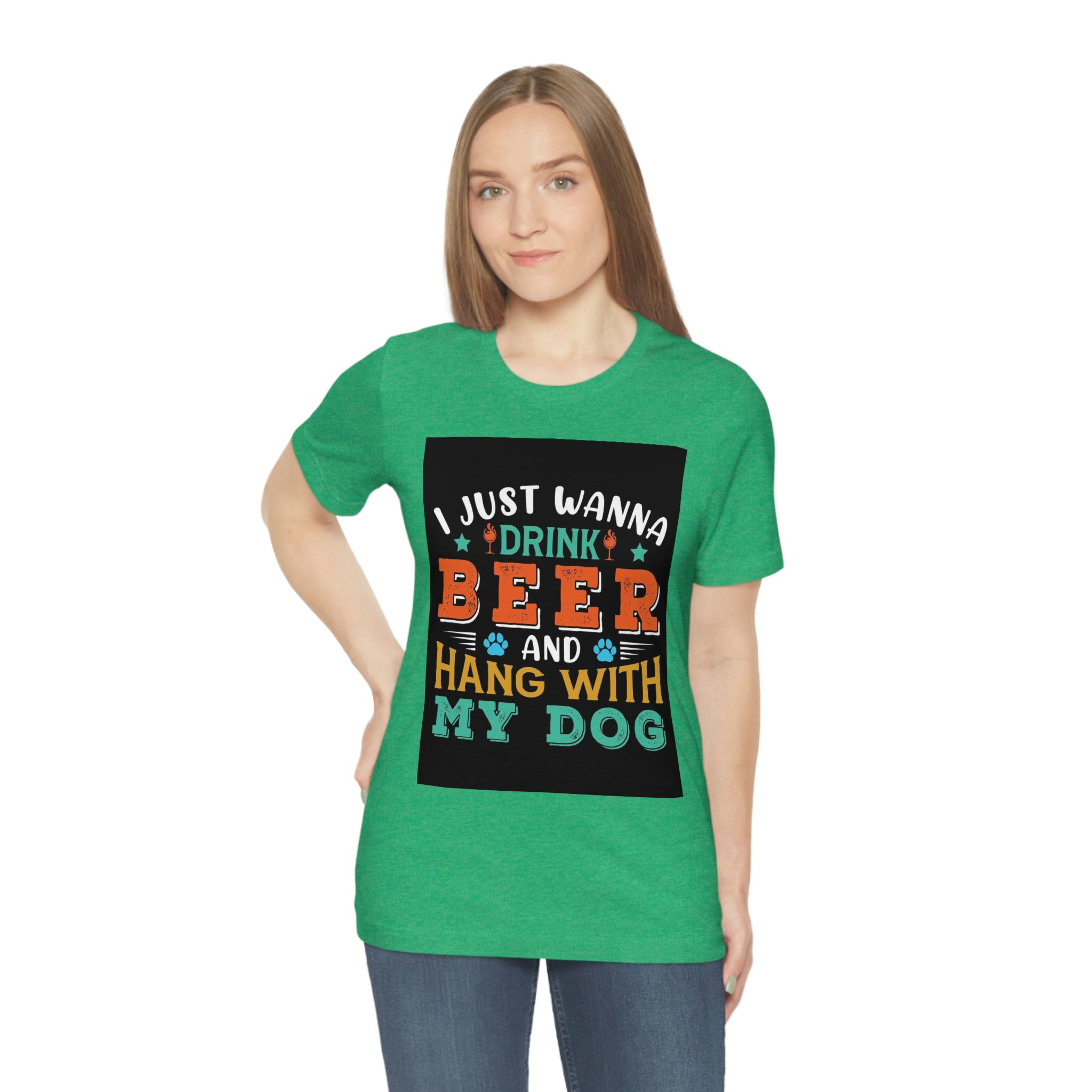 Drink and hang with dog- Jersey Short Sleeve Tee