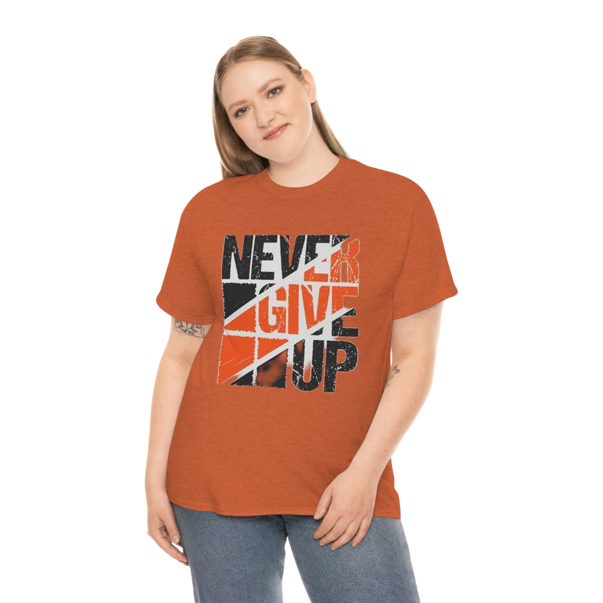 Never give up- Heavy Cotton Tee