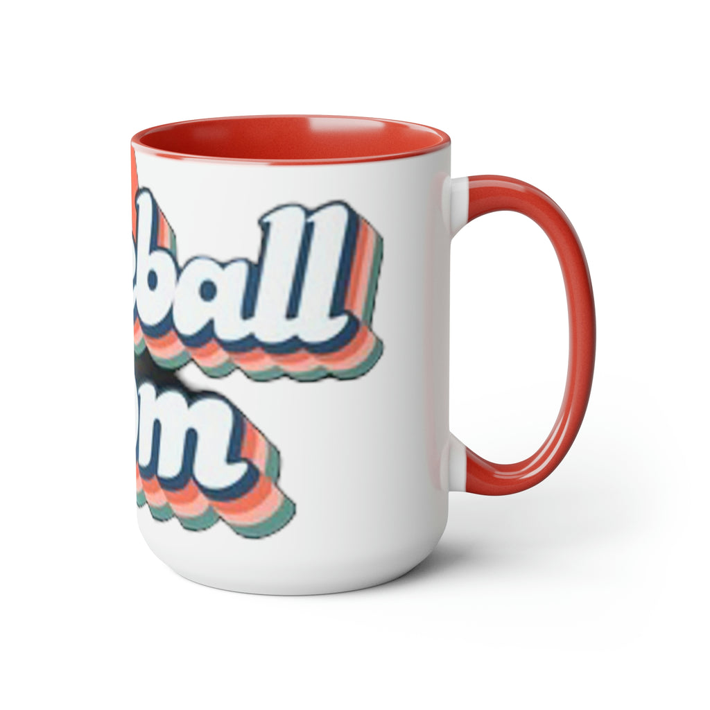Baseball mom- Two-Tone Coffee Mugs, 15oz