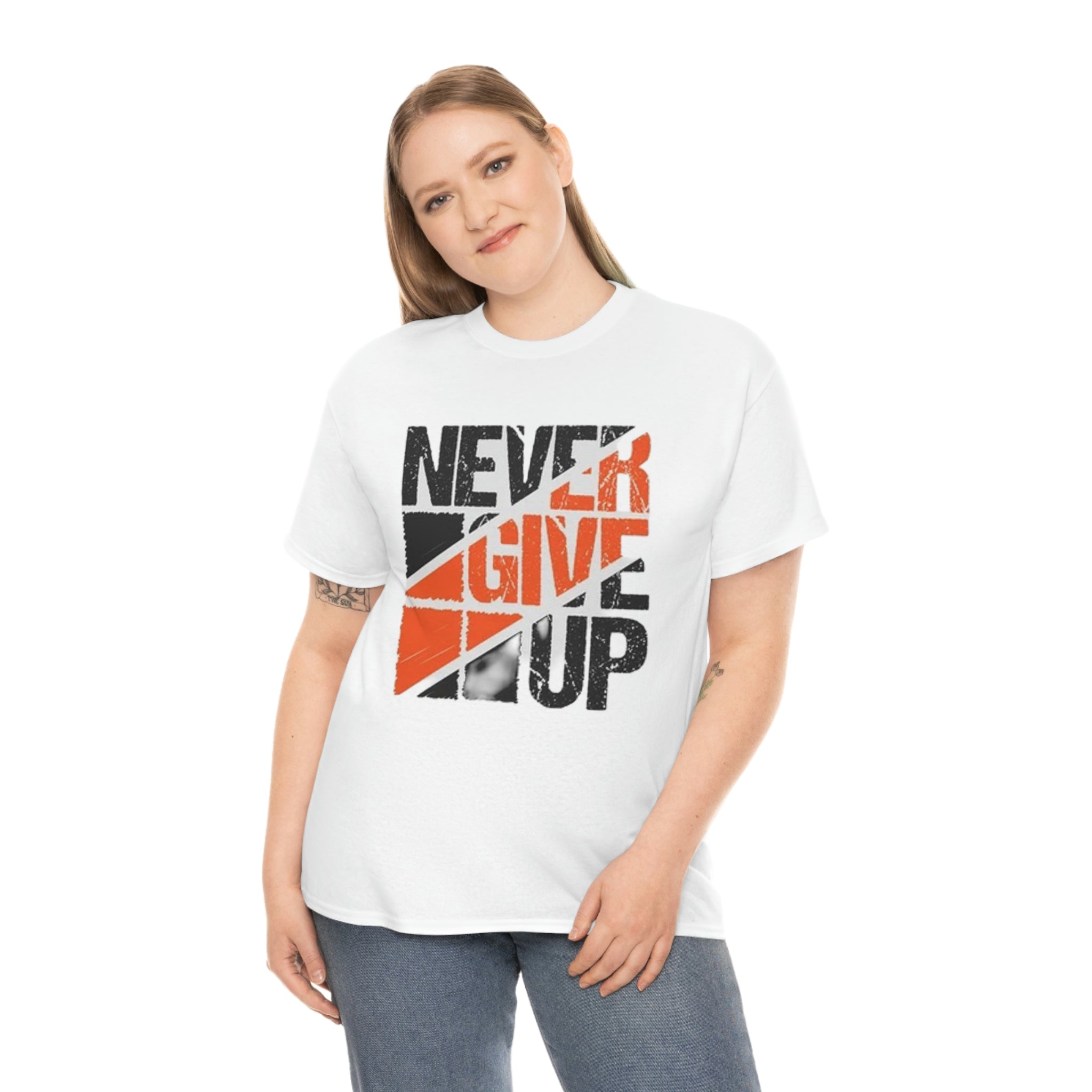 Never give up- Heavy Cotton Tee