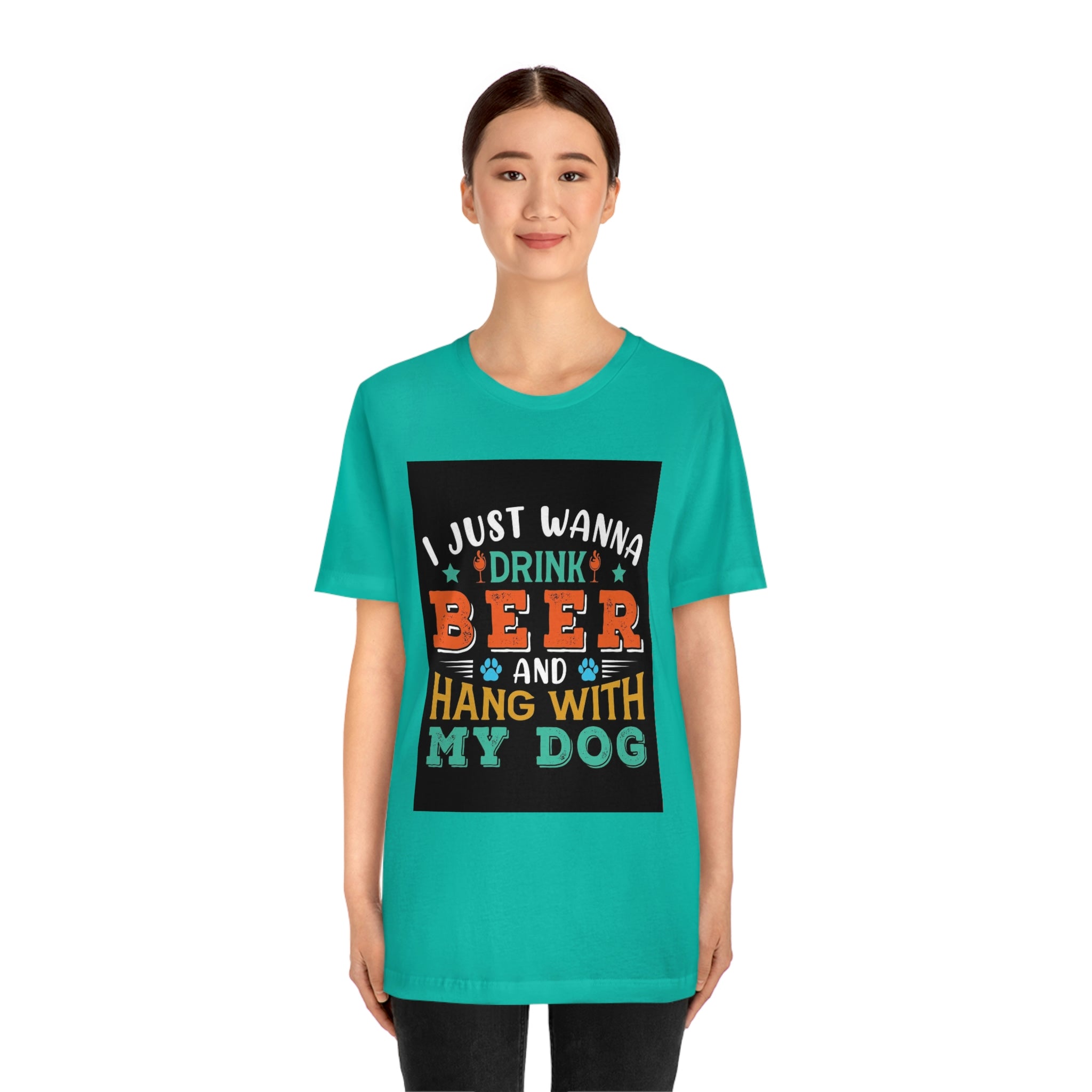 Drink and hang with dog- Jersey Short Sleeve Tee