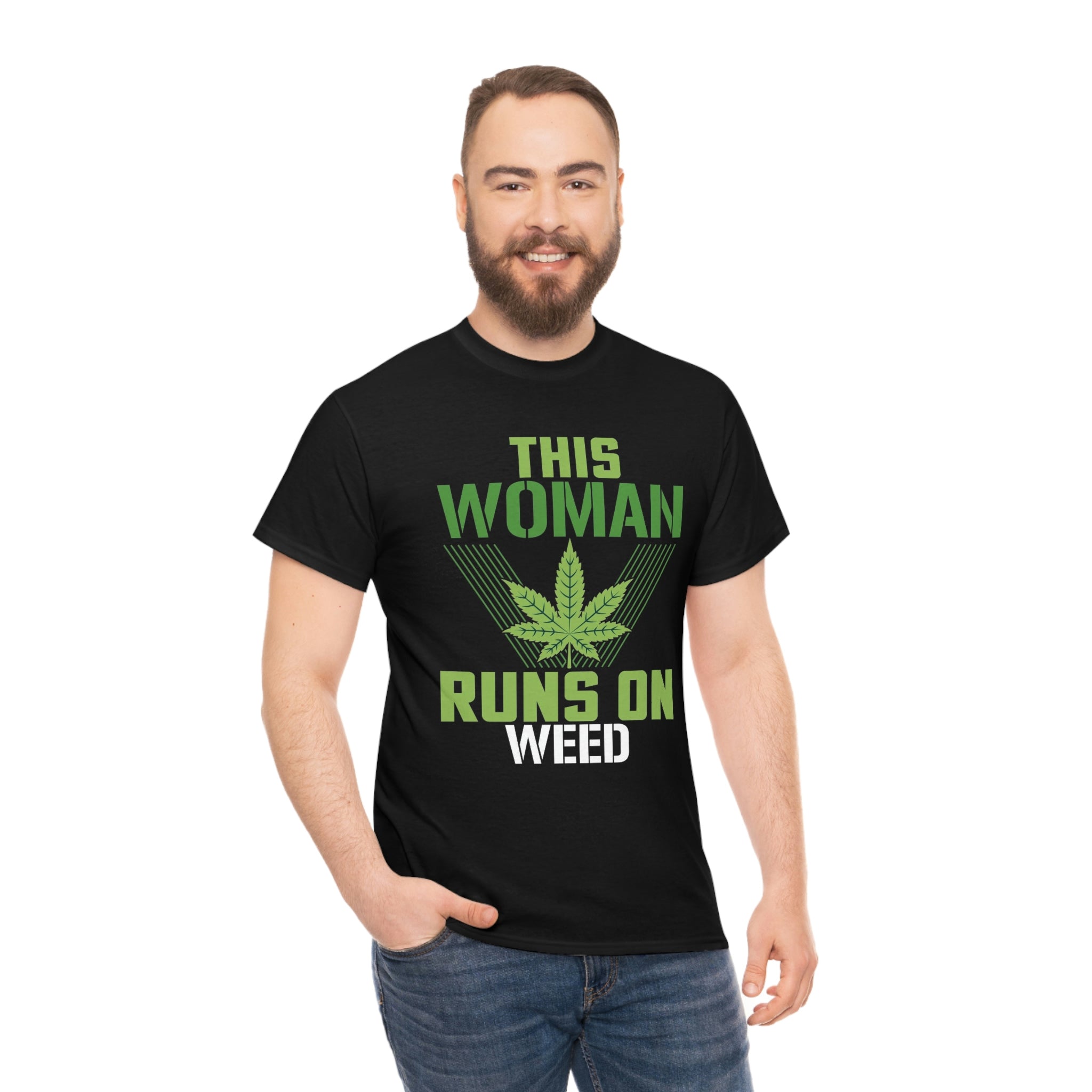 This woman runs on weed-Heavy Cotton Tee