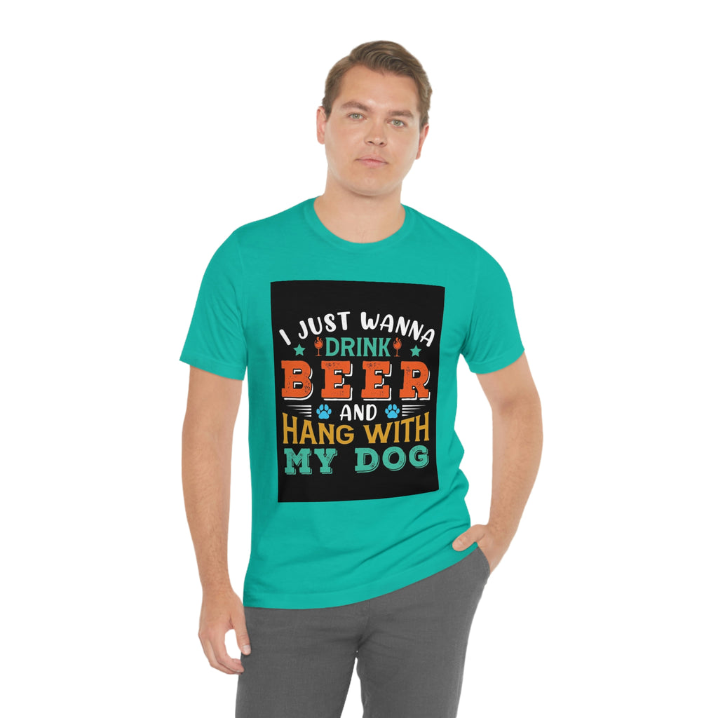 Drink and hang with dog- Jersey Short Sleeve Tee