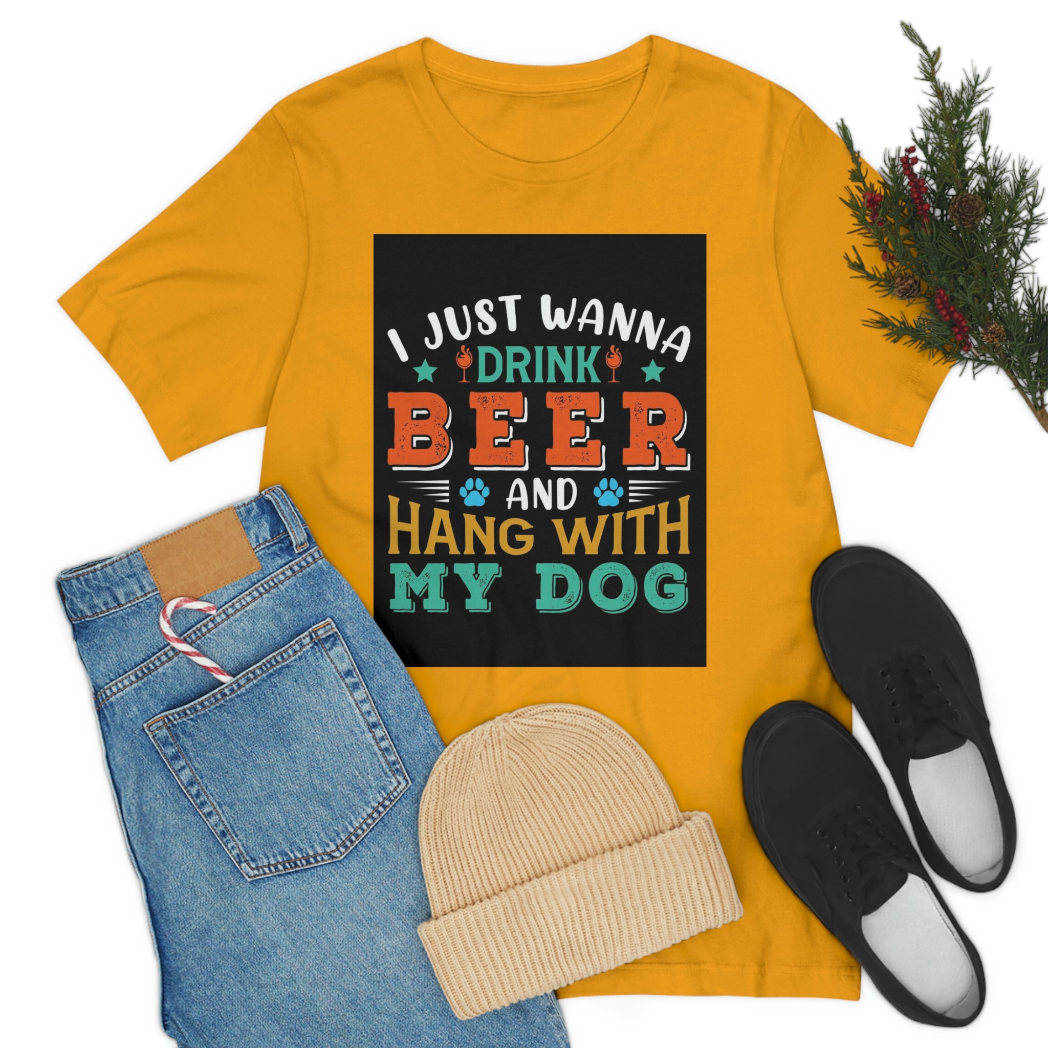 Drink and hang with dog- Jersey Short Sleeve Tee