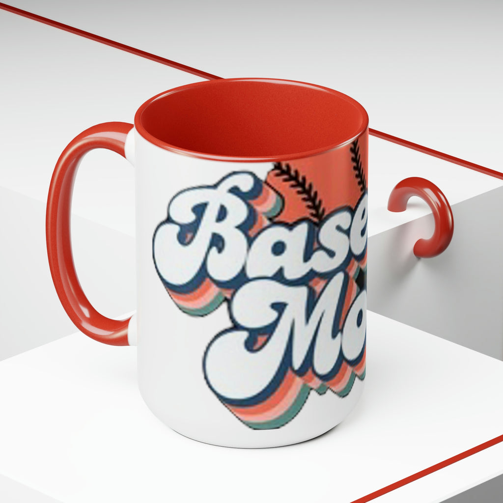 Baseball mom- Two-Tone Coffee Mugs, 15oz
