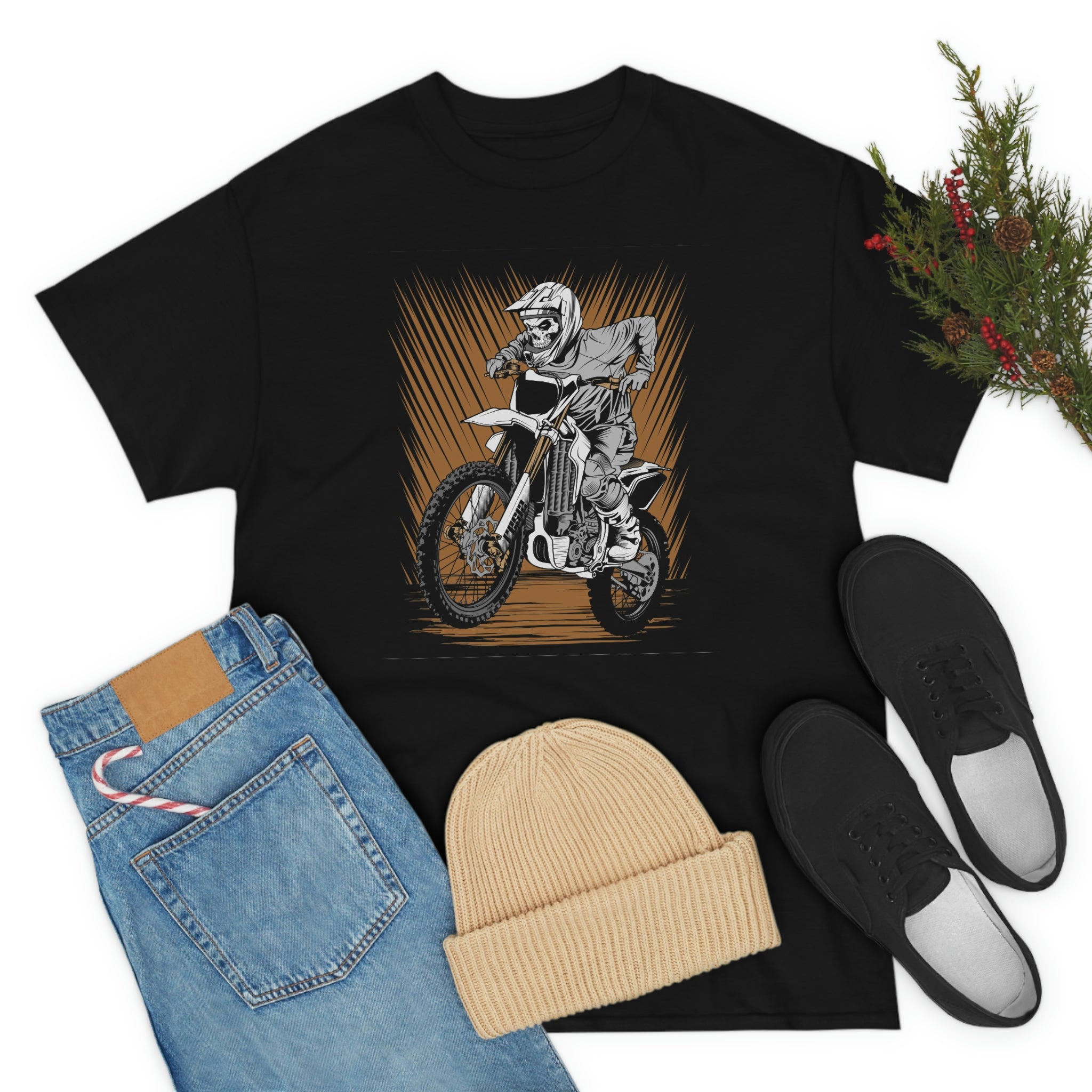 Skeleton on bike- Unisex Heavy Cotton Tee