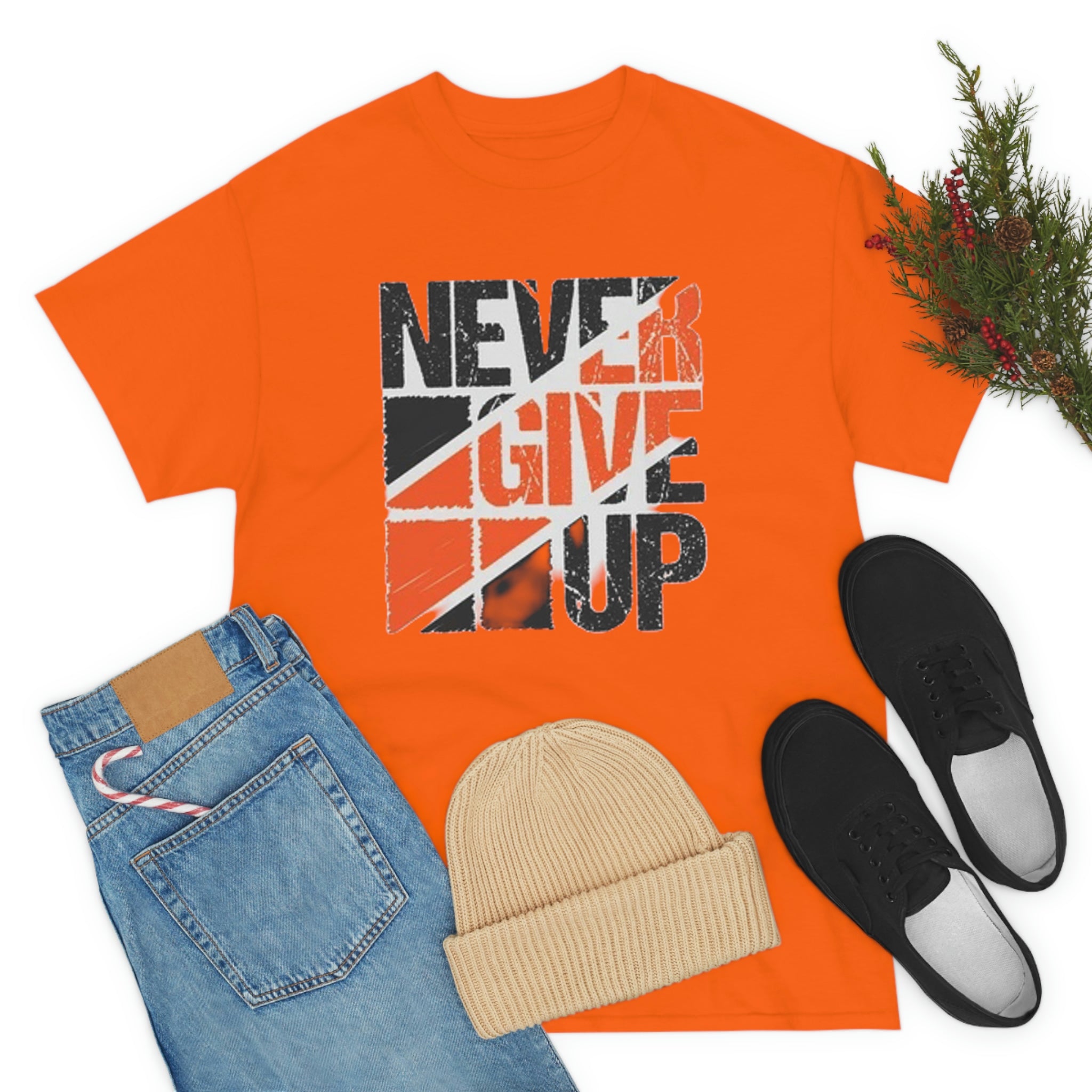 Never give up- Heavy Cotton Tee