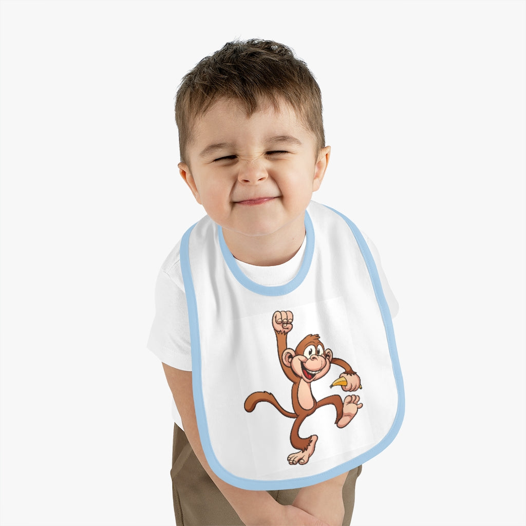 Monkey- Baby Contrast Trim Jersey Bib