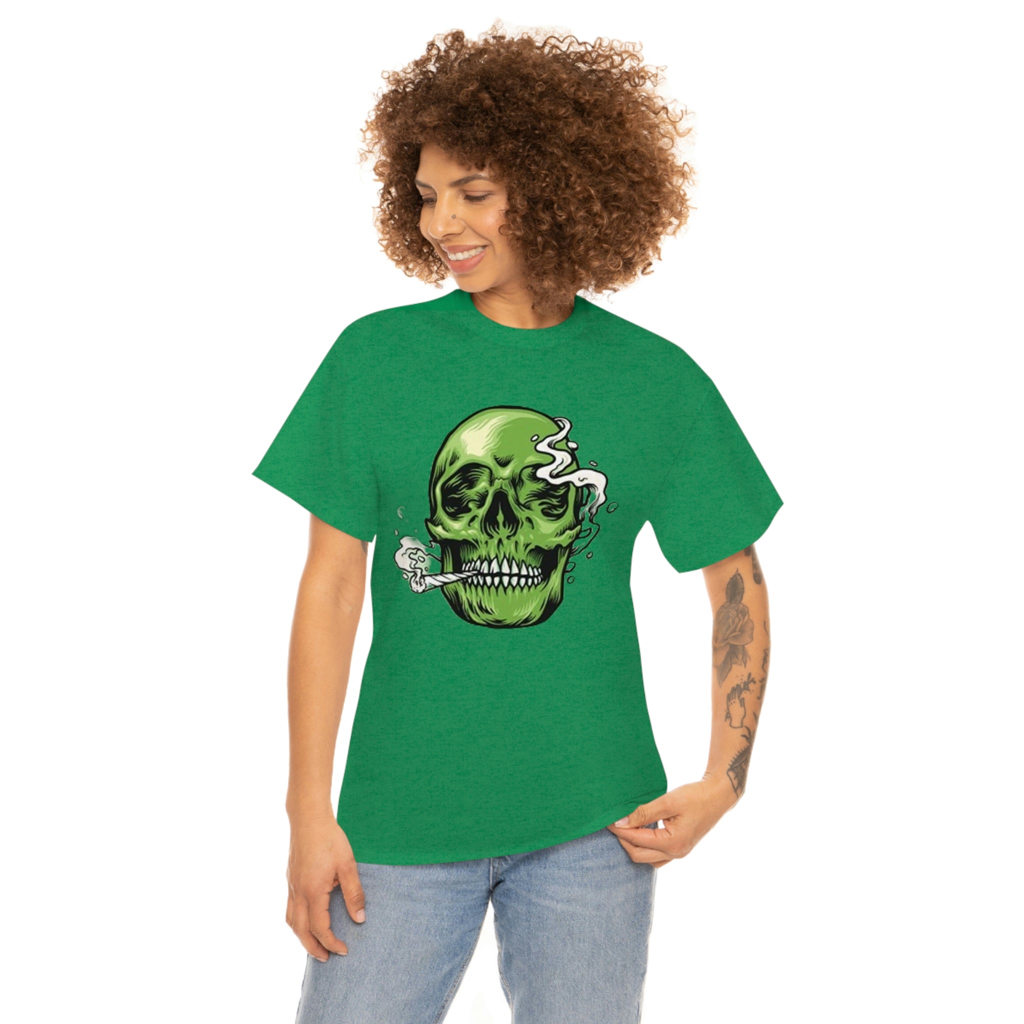 Weed skull- Heavy Cotton Tee