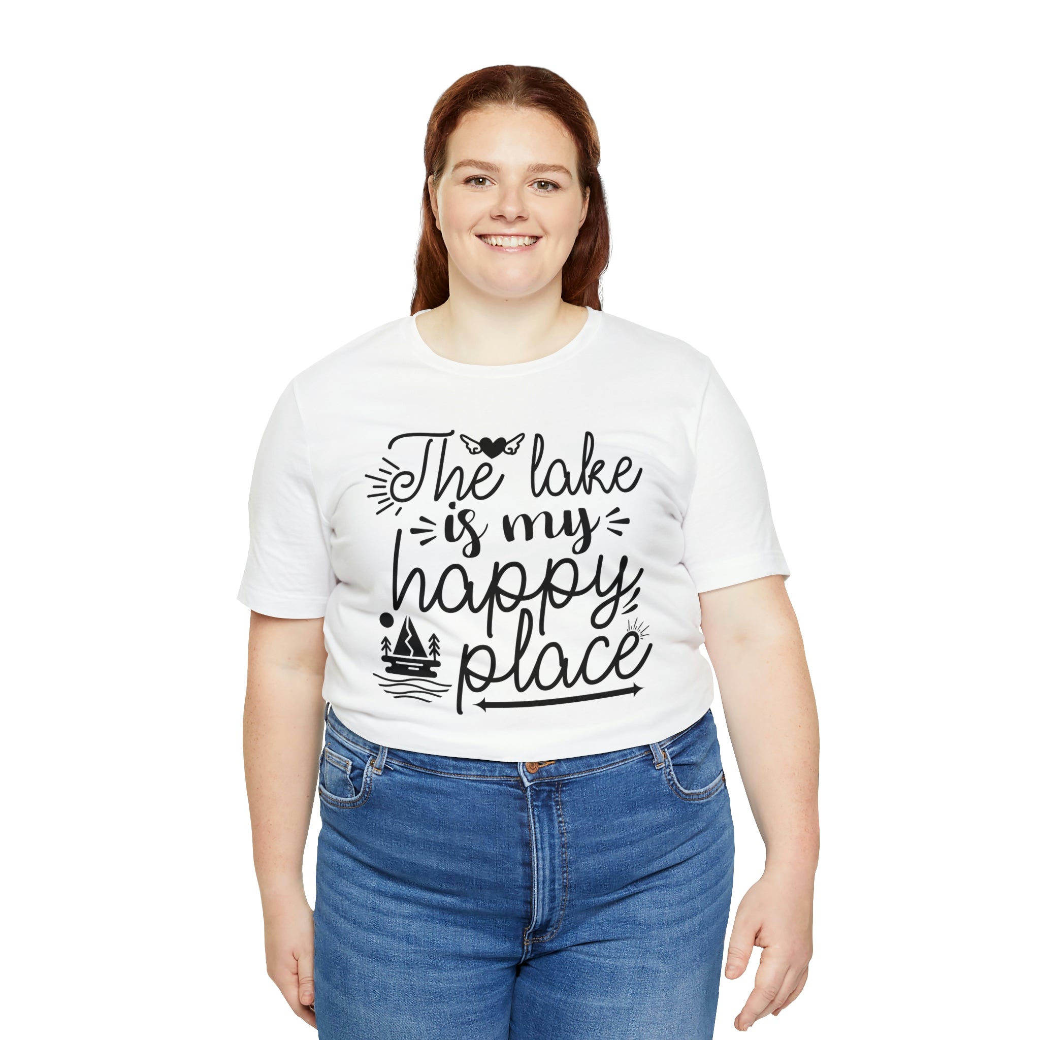 The Lake is my happy place-  Jersey Short Sleeve Tee