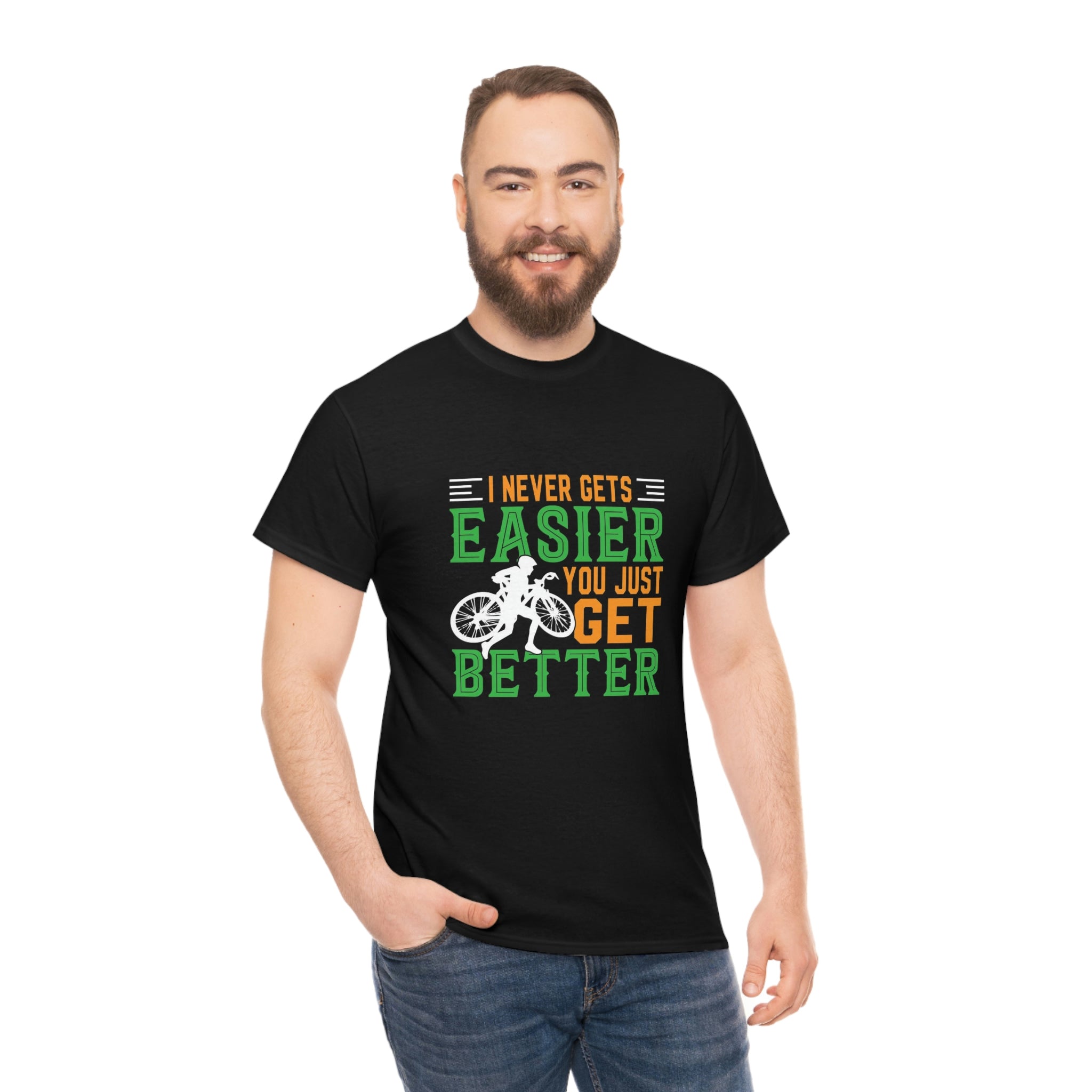 Never gets easy -biker- Heavy Cotton Tee