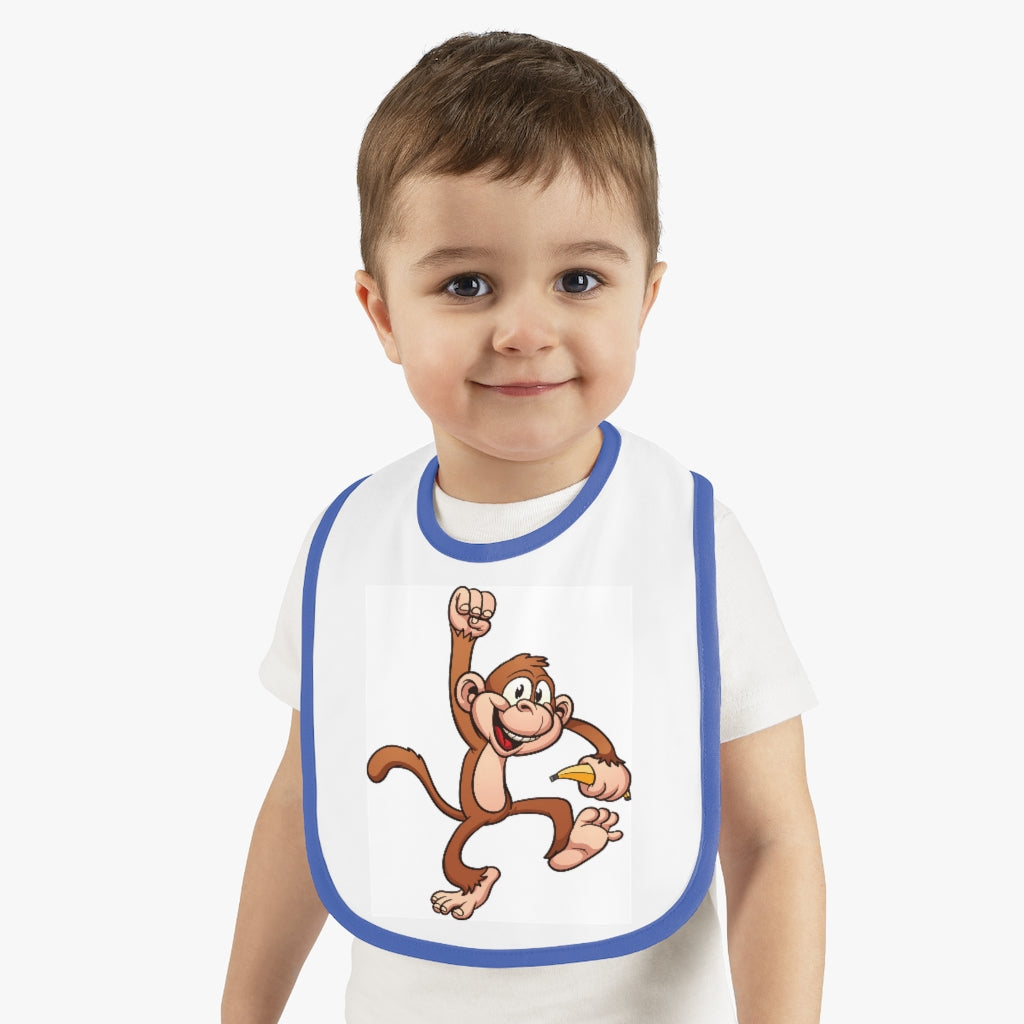 Monkey- Baby Contrast Trim Jersey Bib