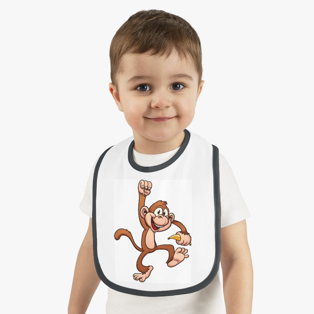 Monkey- Baby Contrast Trim Jersey Bib
