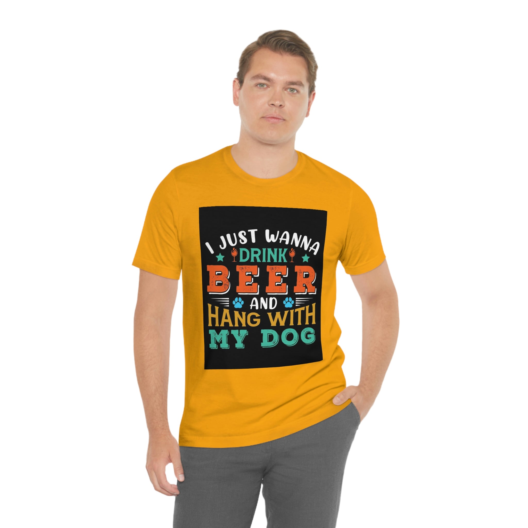 Drink and hang with dog- Jersey Short Sleeve Tee