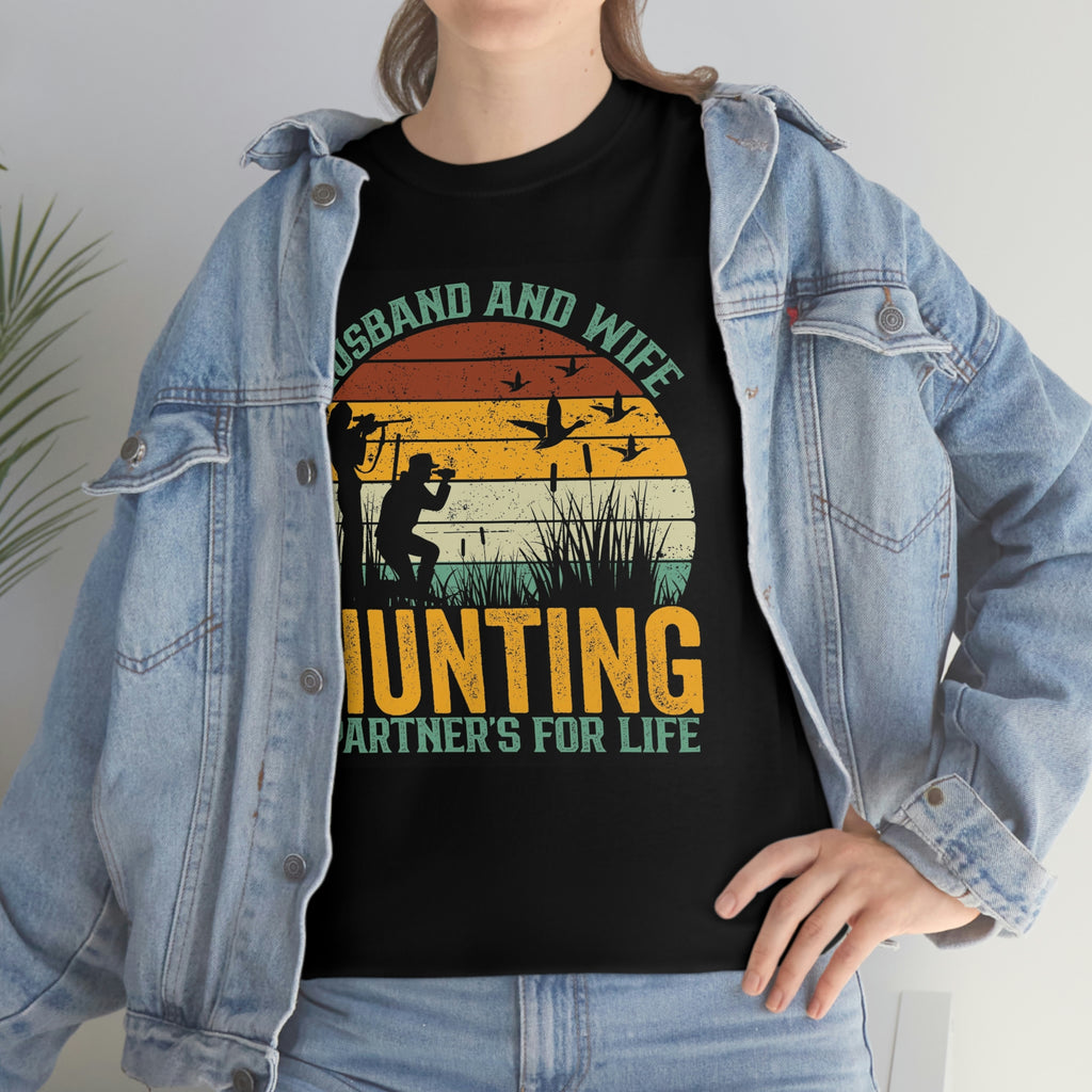 Husband and wife hunting partners- Unisex Heavy Cotton Tee