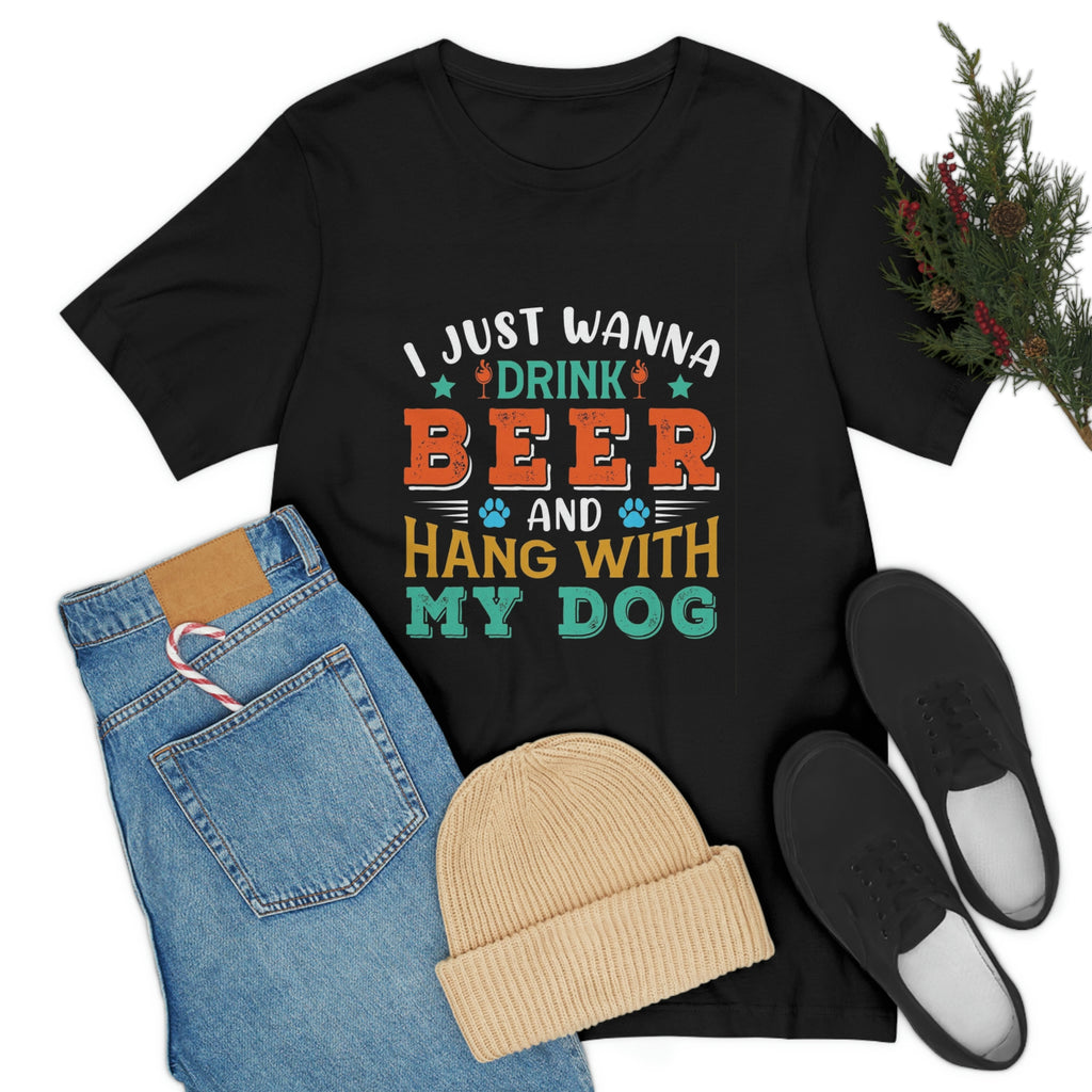 Drink and hang with dog- Jersey Short Sleeve Tee