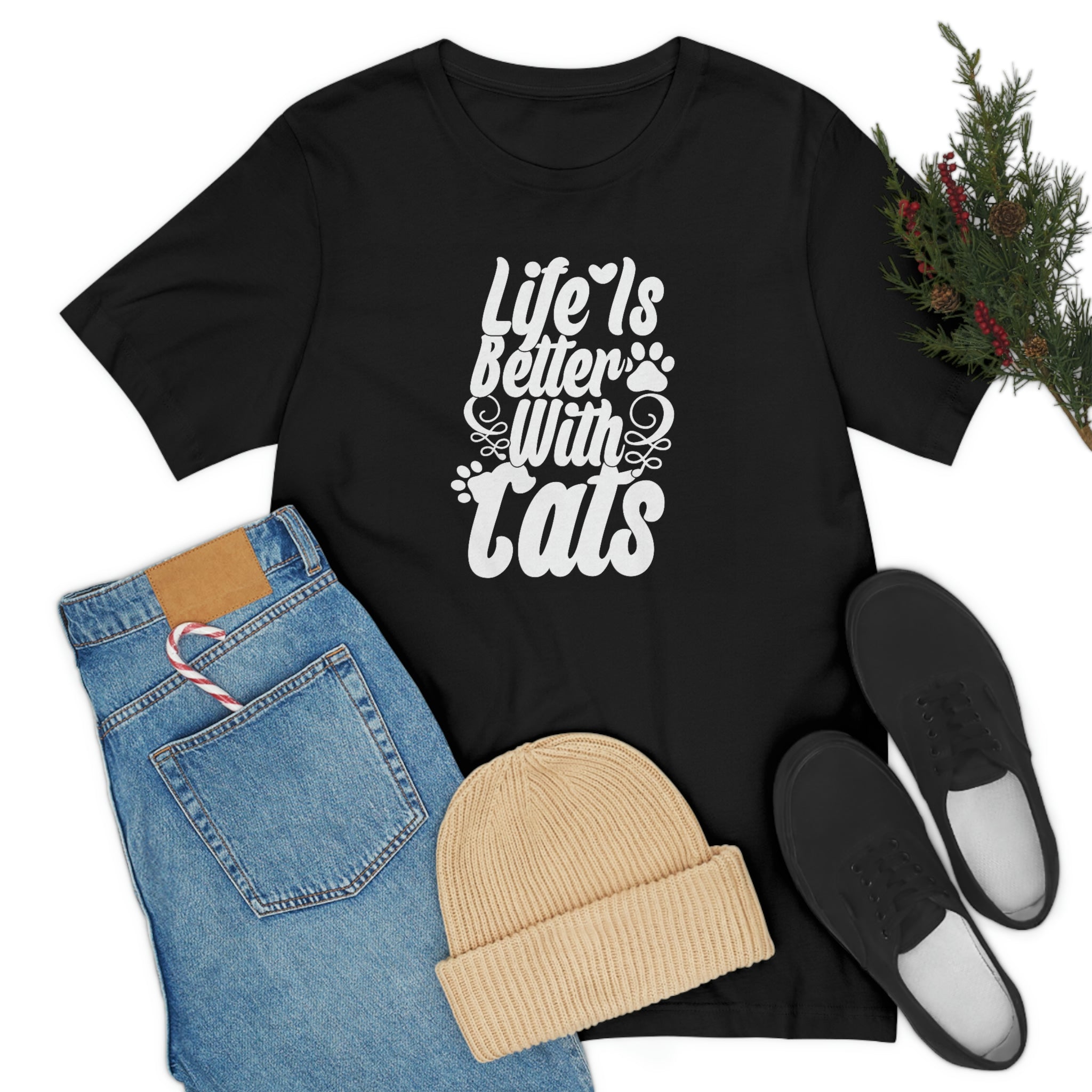 Life is better with cats- Unisex Jersey Short Sleeve Tee