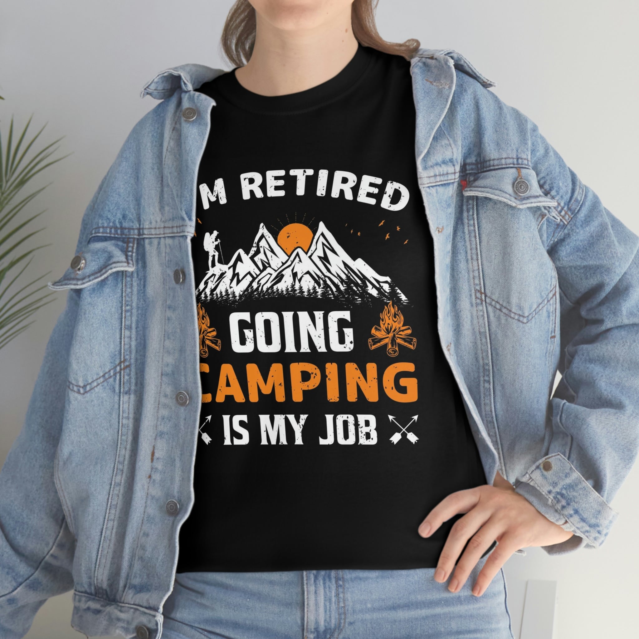 Retired going camping- Unisex Heavy Cotton Tee