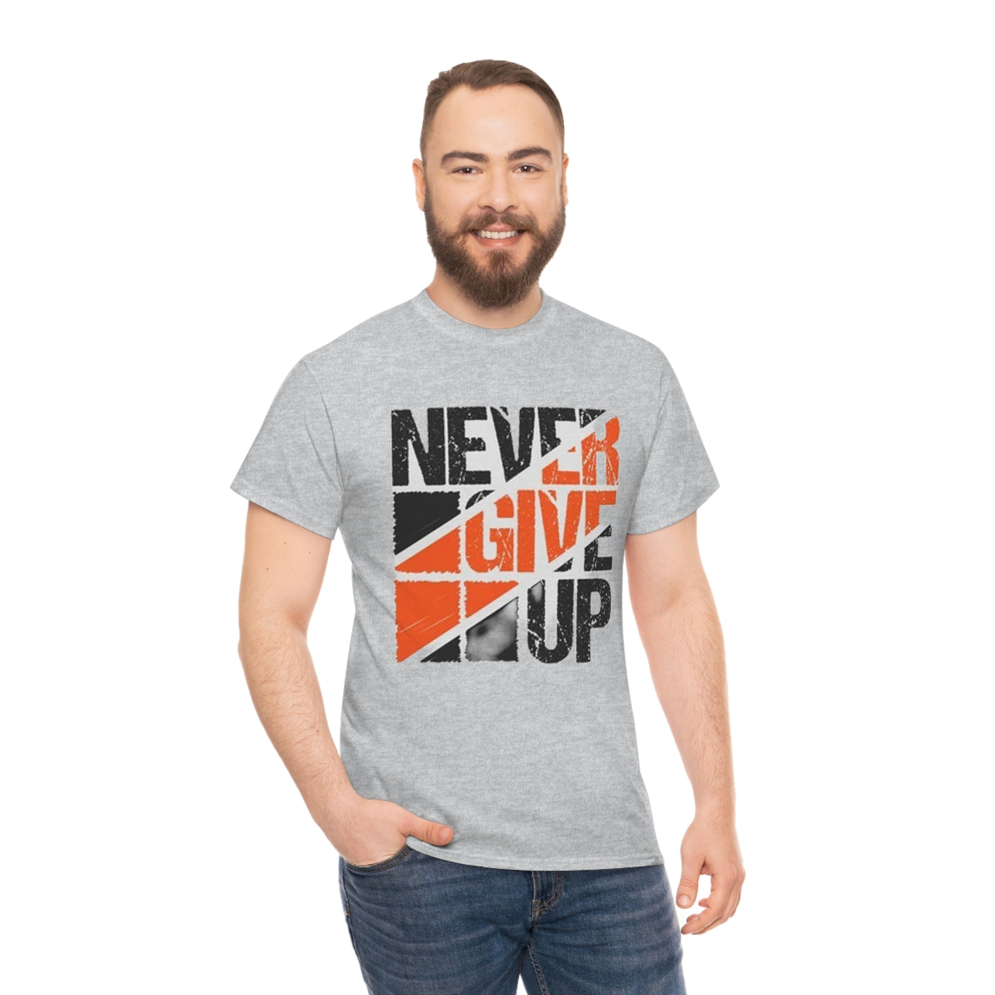 Never give up- Heavy Cotton Tee