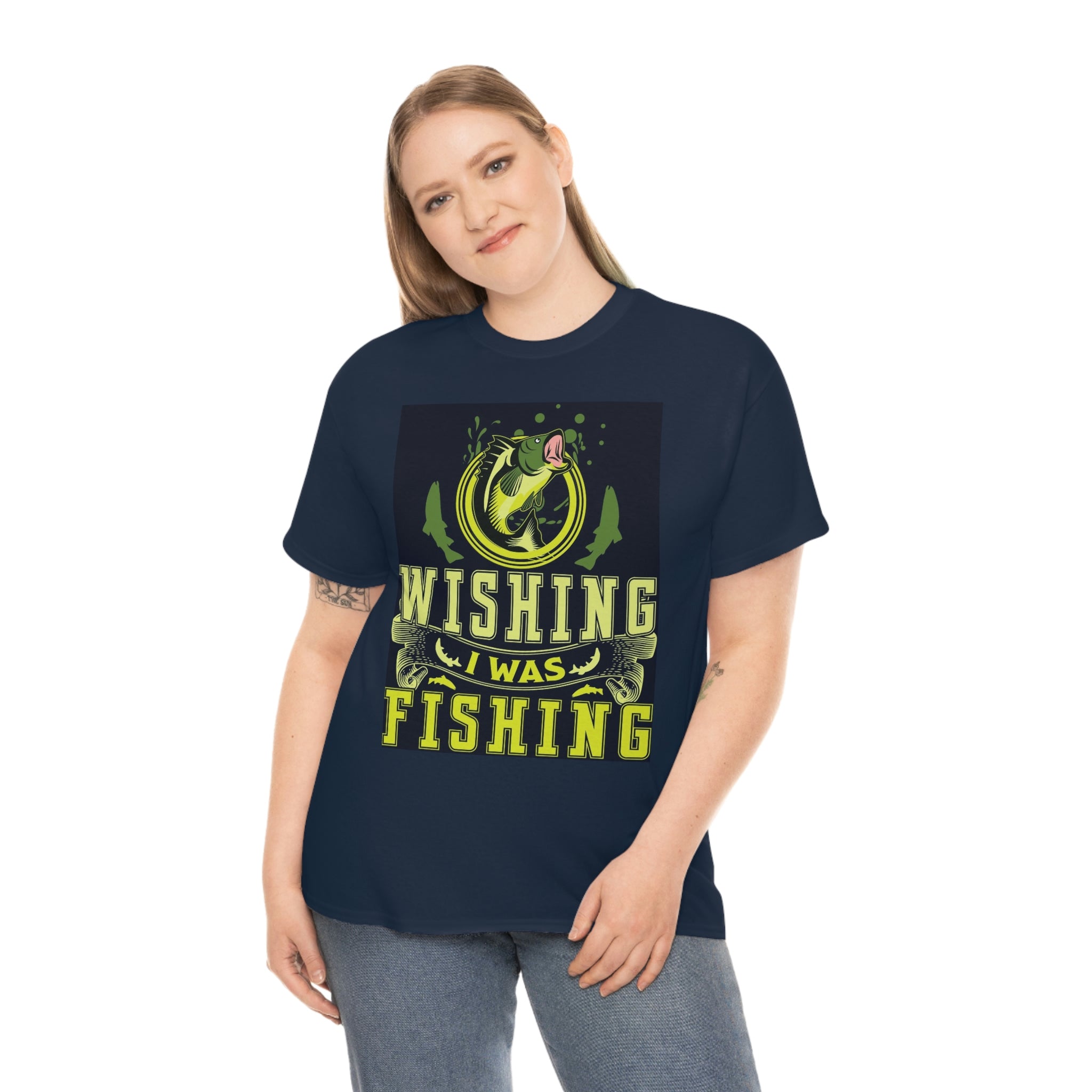 Wishing I was fishing- Heavy Cotton Tee