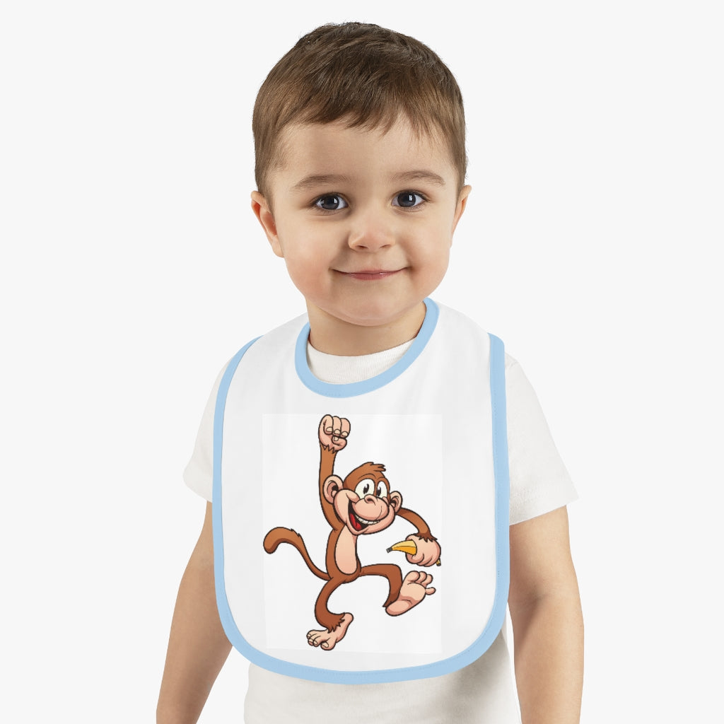 Monkey- Baby Contrast Trim Jersey Bib