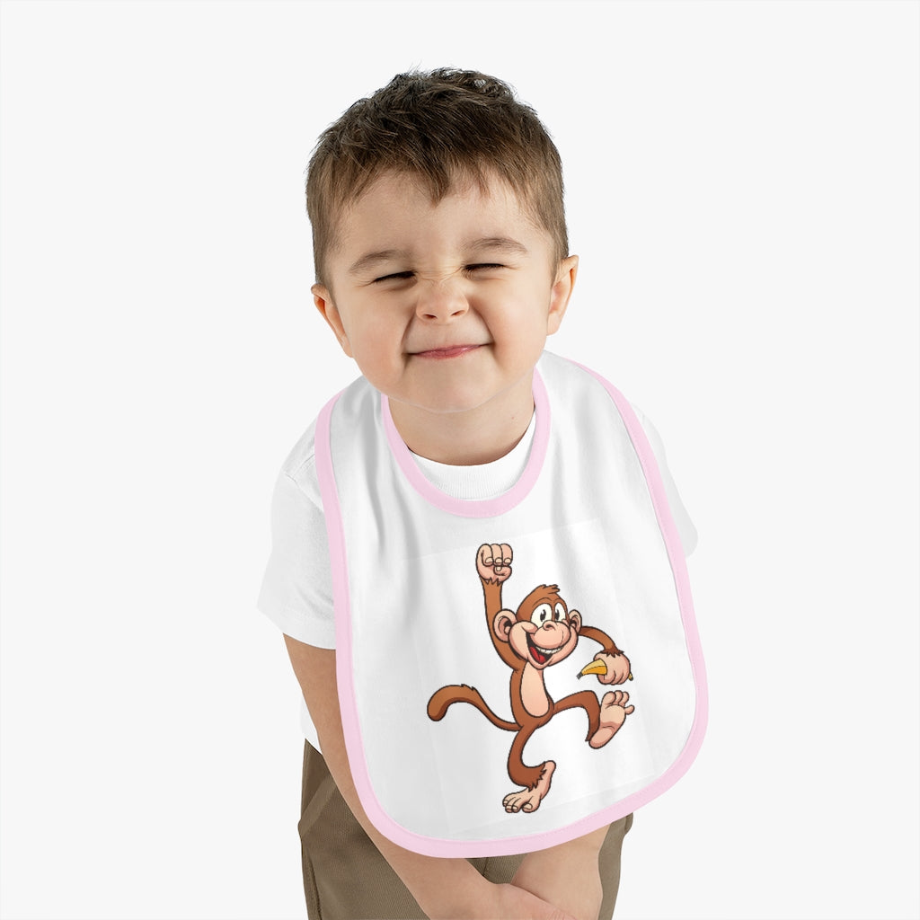 Monkey- Baby Contrast Trim Jersey Bib