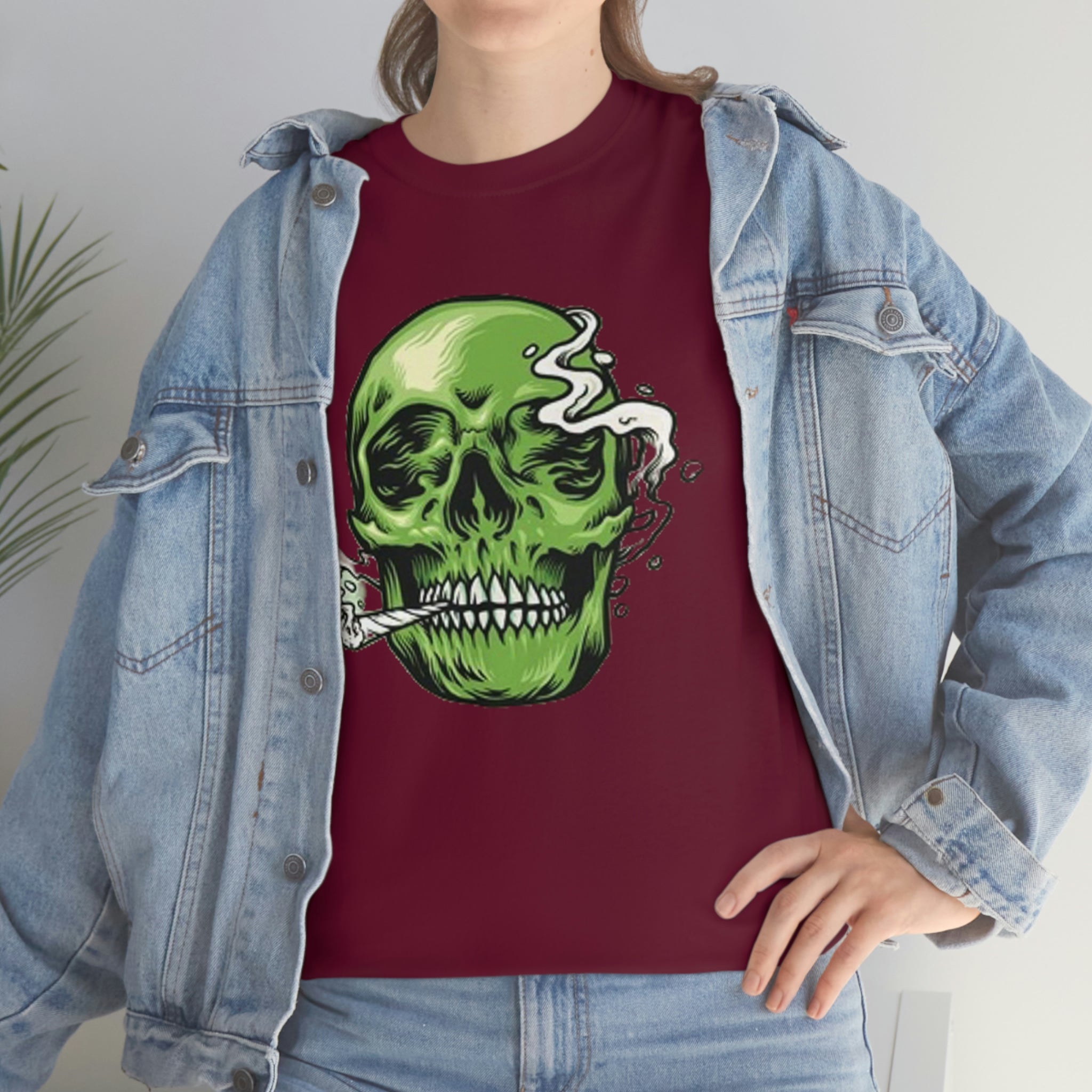 Weed skull- Heavy Cotton Tee