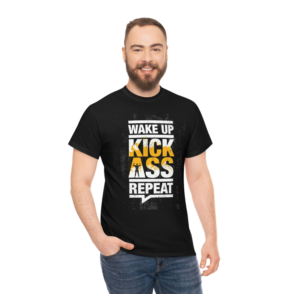 Wake up kick ass- Unisex Heavy Cotton Tee