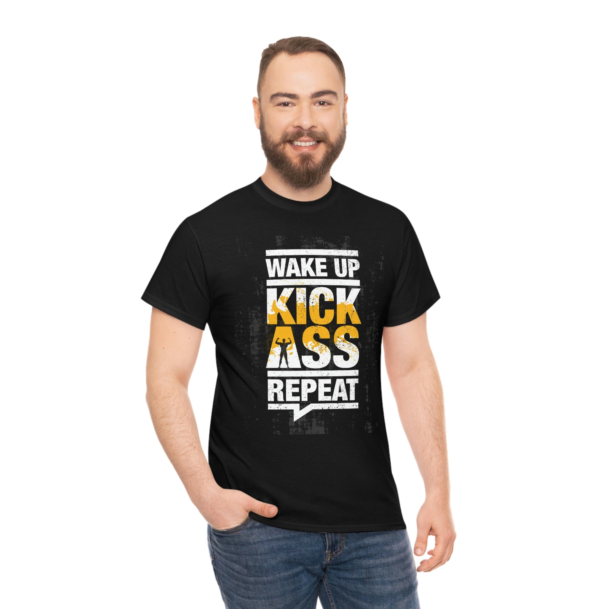Wake up kick ass- Unisex Heavy Cotton Tee