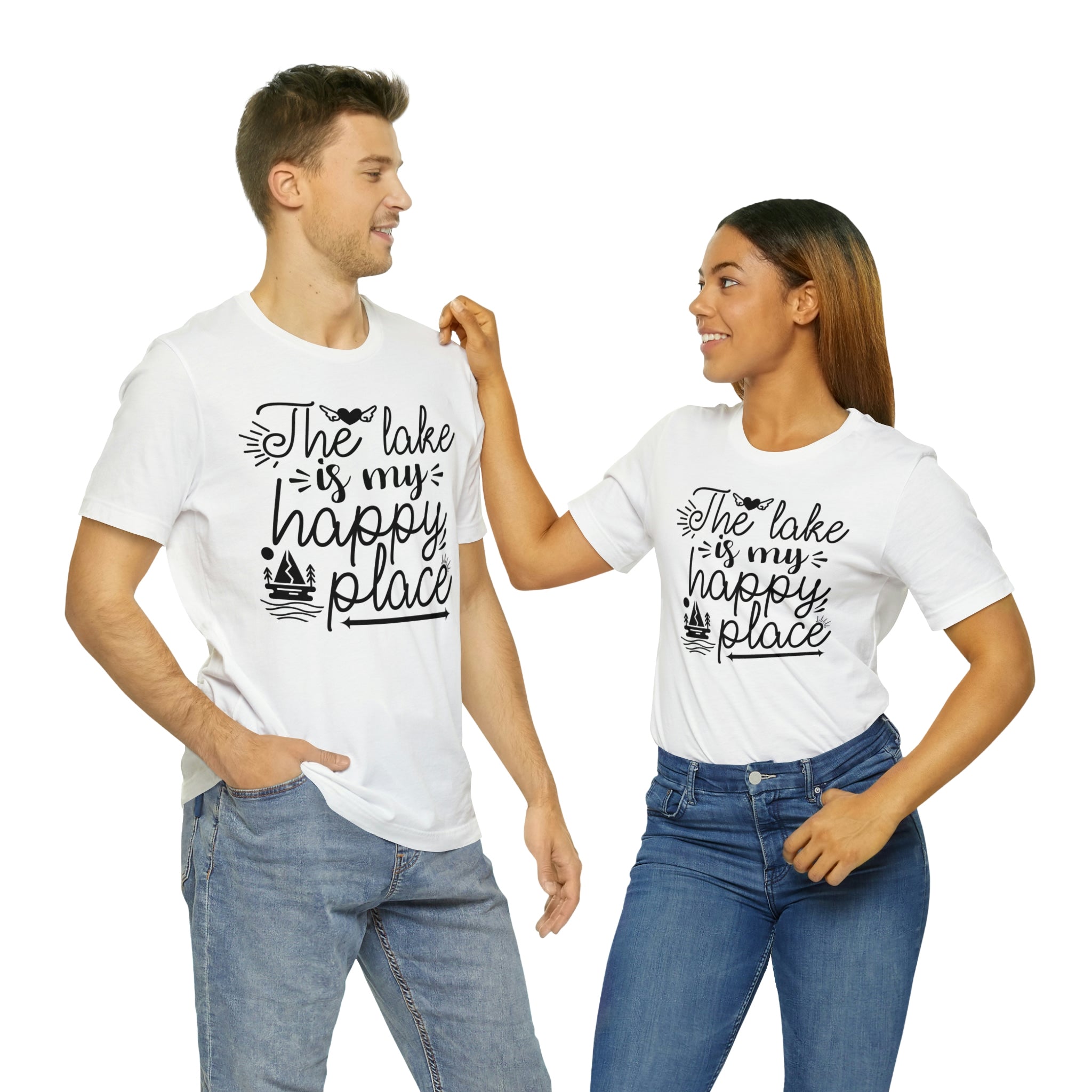 The Lake is my happy place-  Jersey Short Sleeve Tee