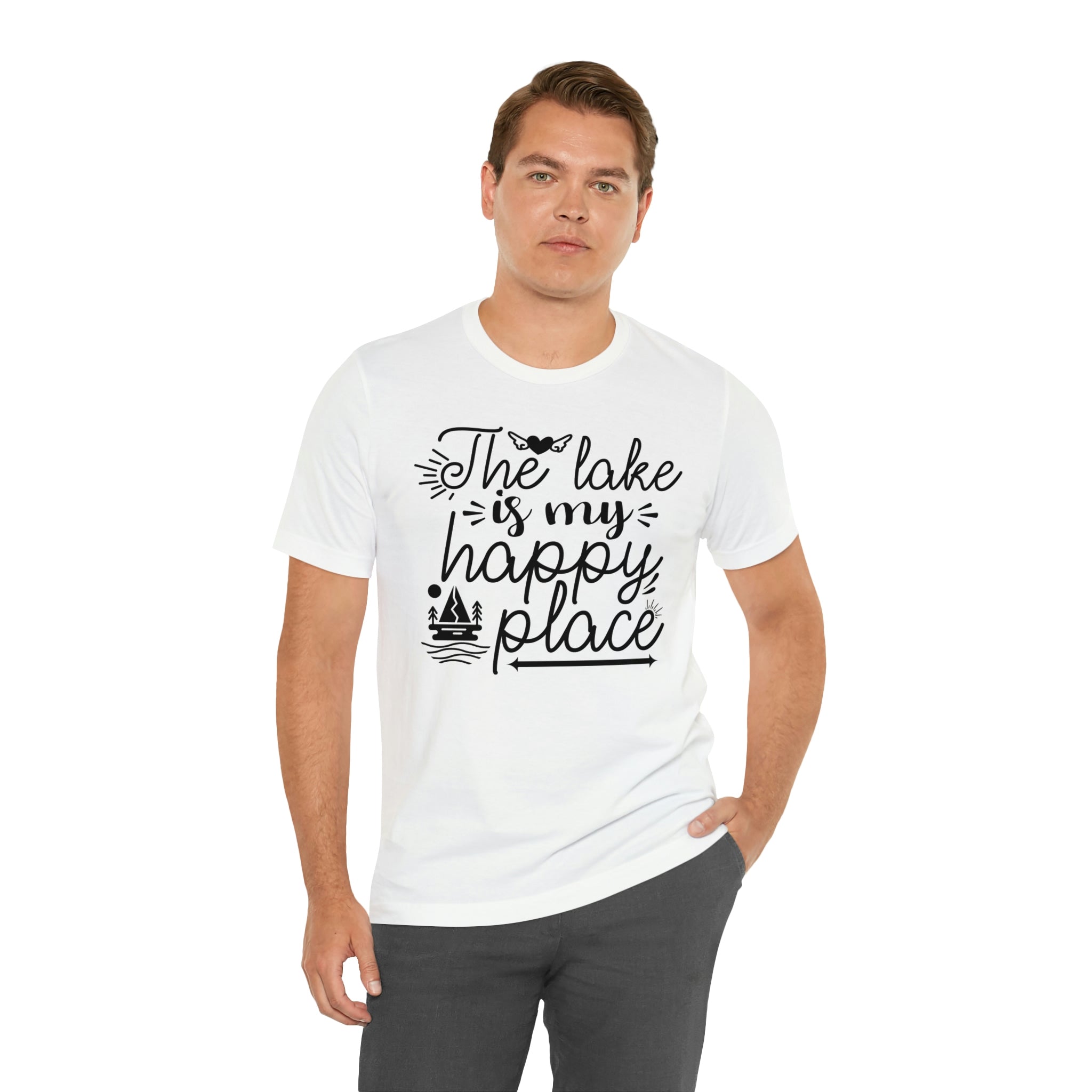 The Lake is my happy place-  Jersey Short Sleeve Tee